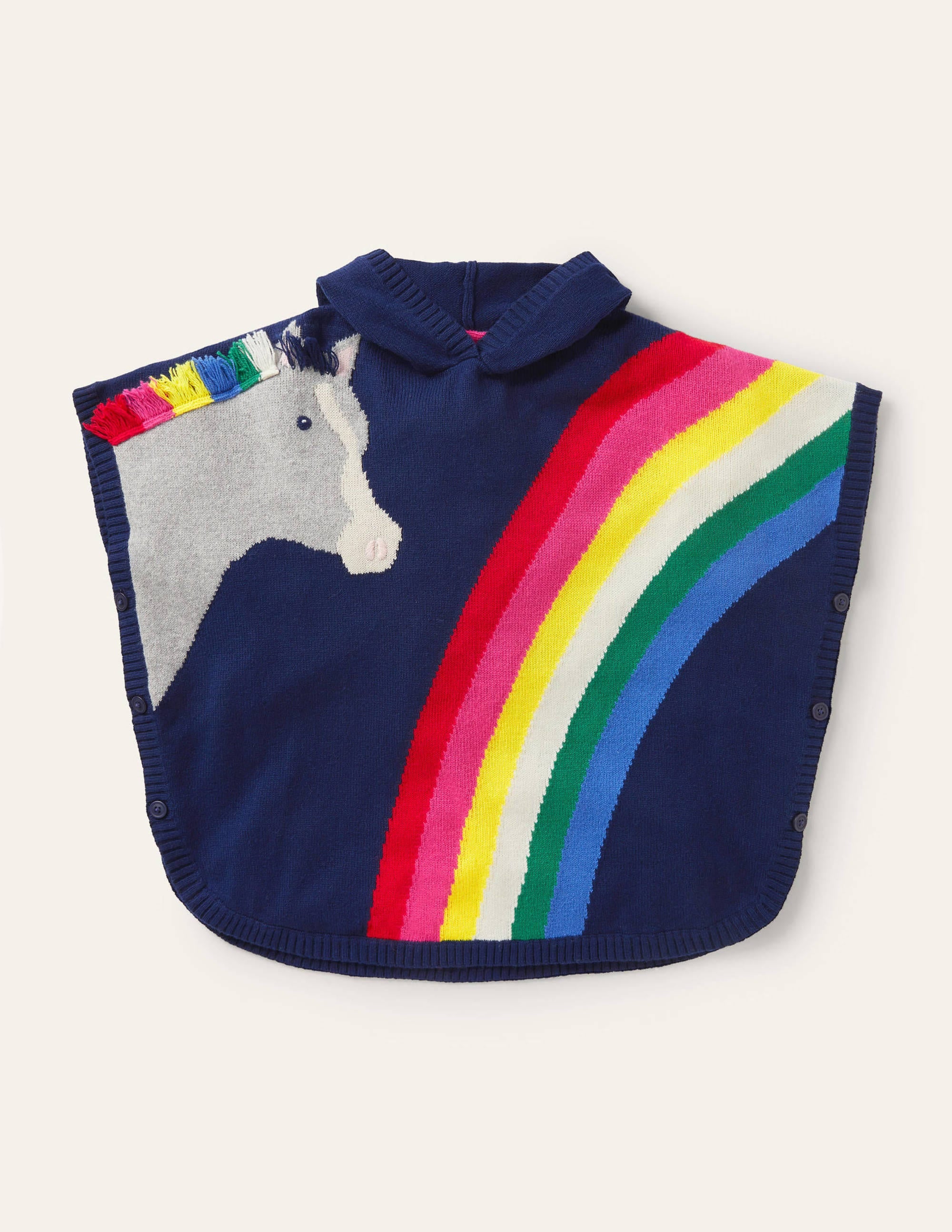 Poncho en maille à motif cheval-Arc-en-ciel bleu tribord - Image 1