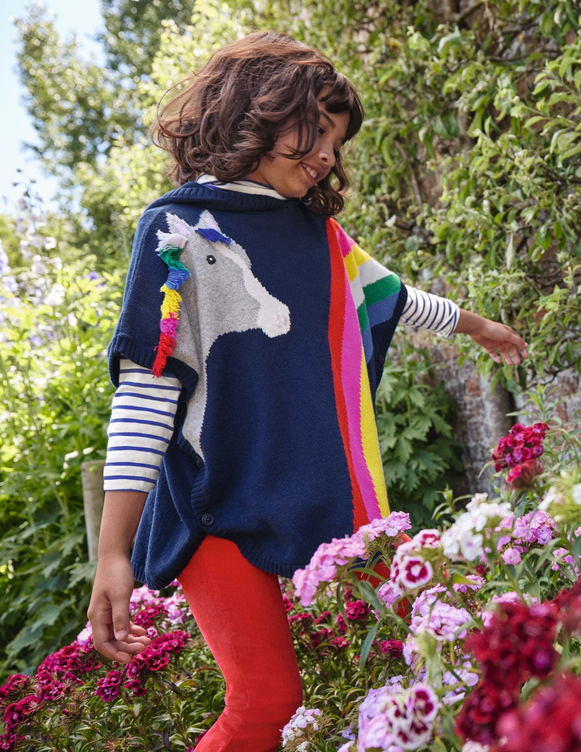 Poncho en maille à motif cheval-Arc-en-ciel bleu tribord - Image 4