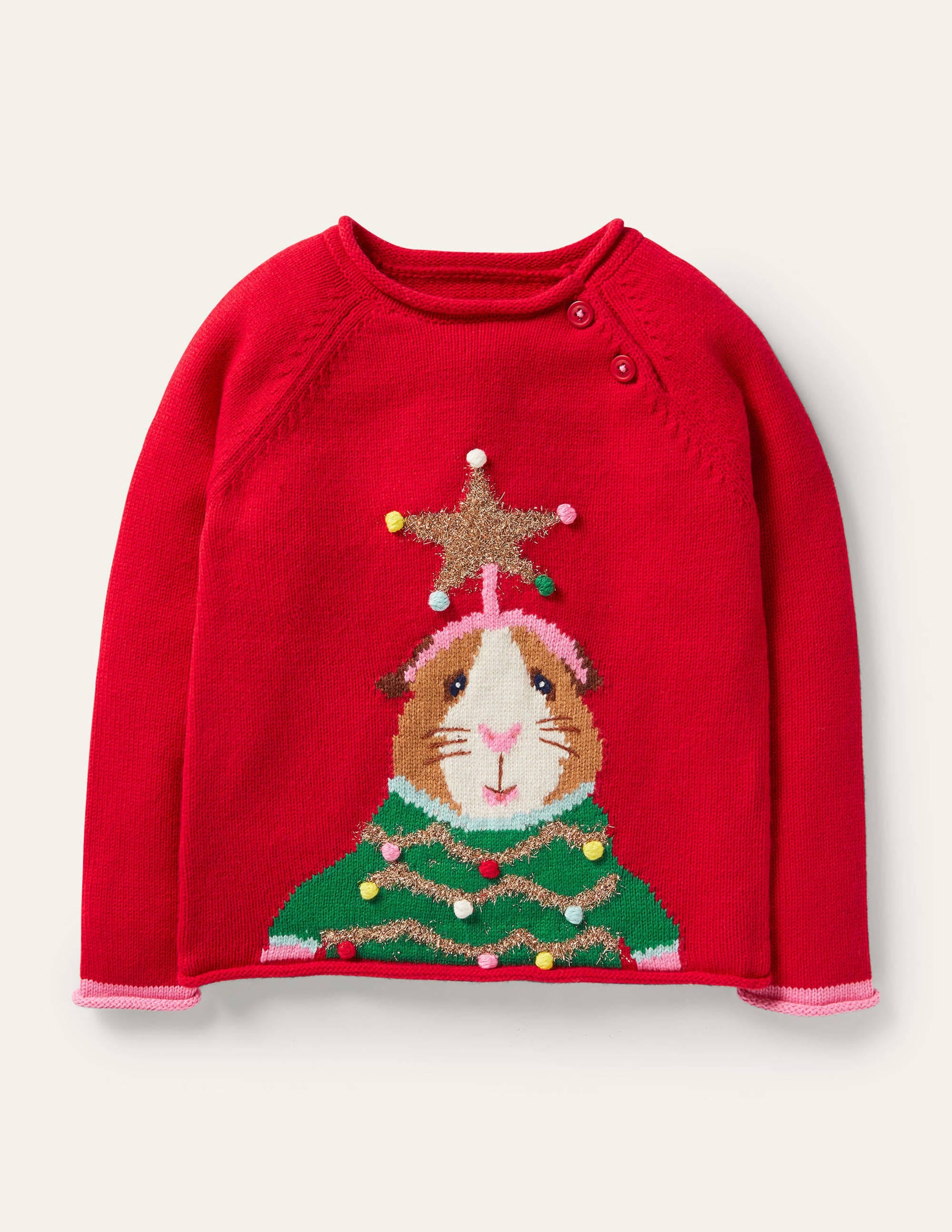 Fröhlicher weihnachtlicher Pullover-Rockabilly-Rot, Meerschweinchen - Image 1