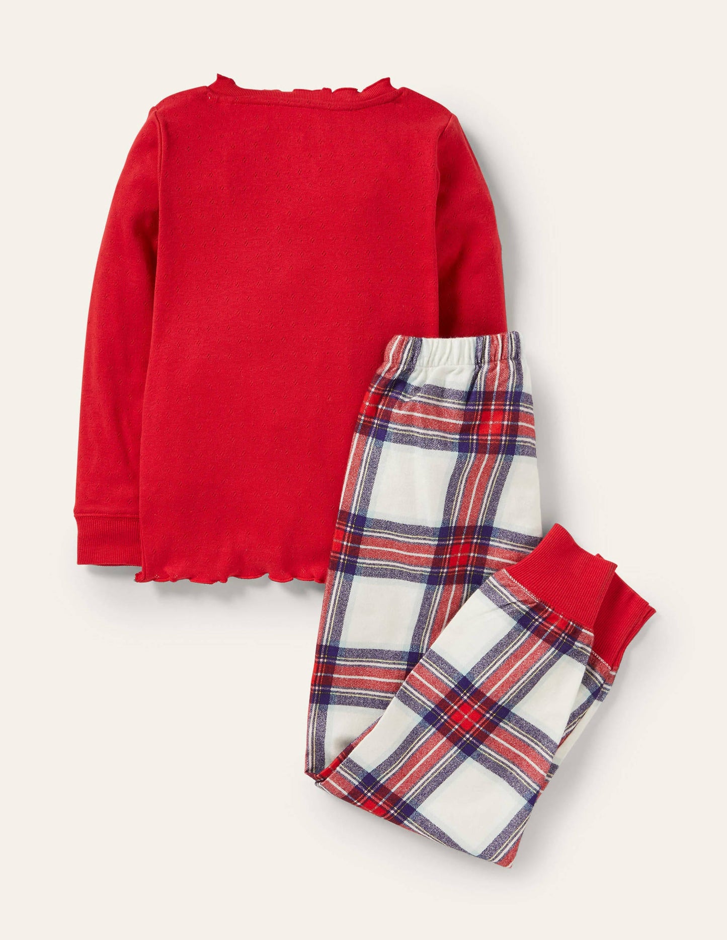 Festive Pyjama Set-Ivory/Rockabilly Red Check