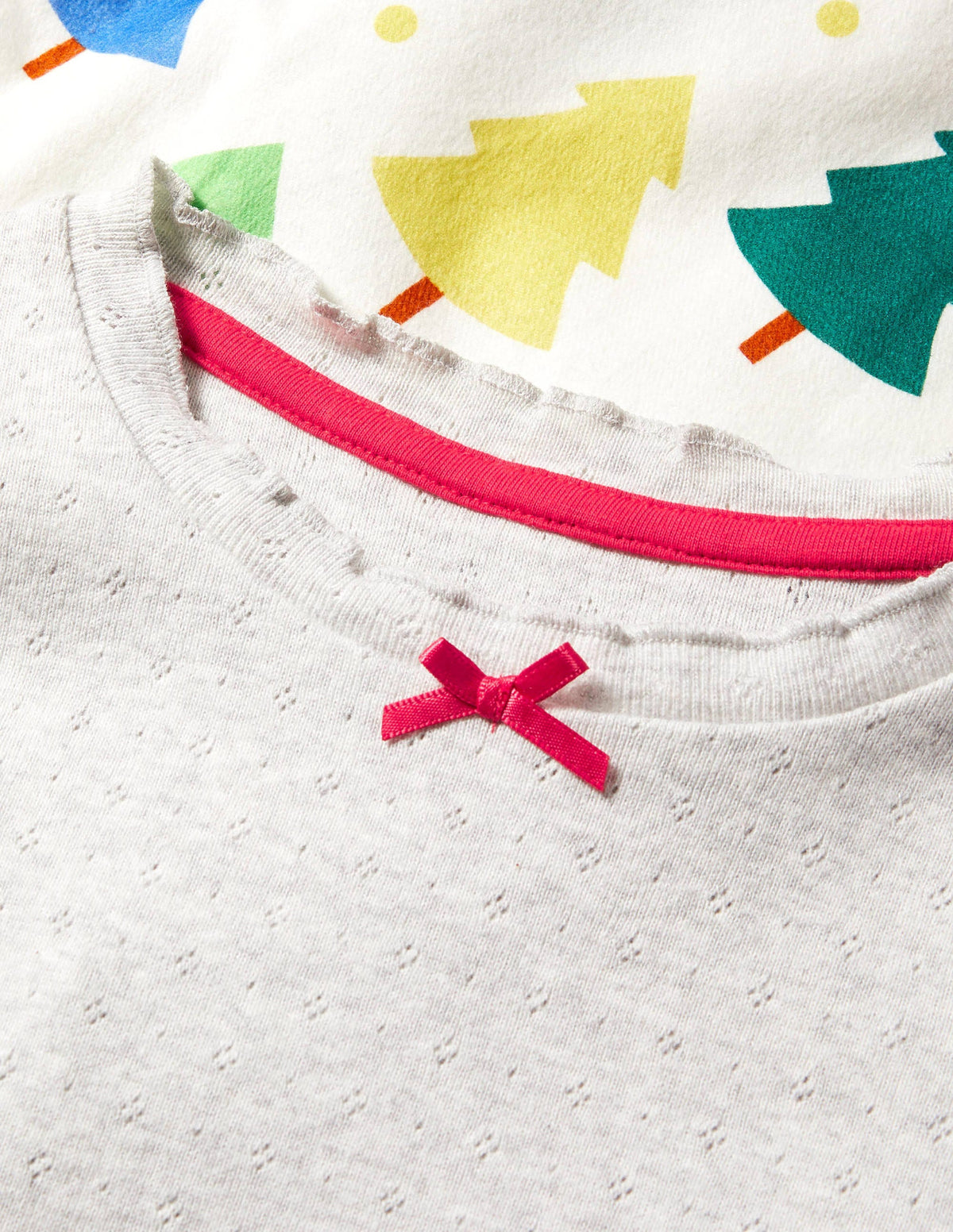 Festive Pyjama Set-Ivory Rainbow Christmas Trees-3