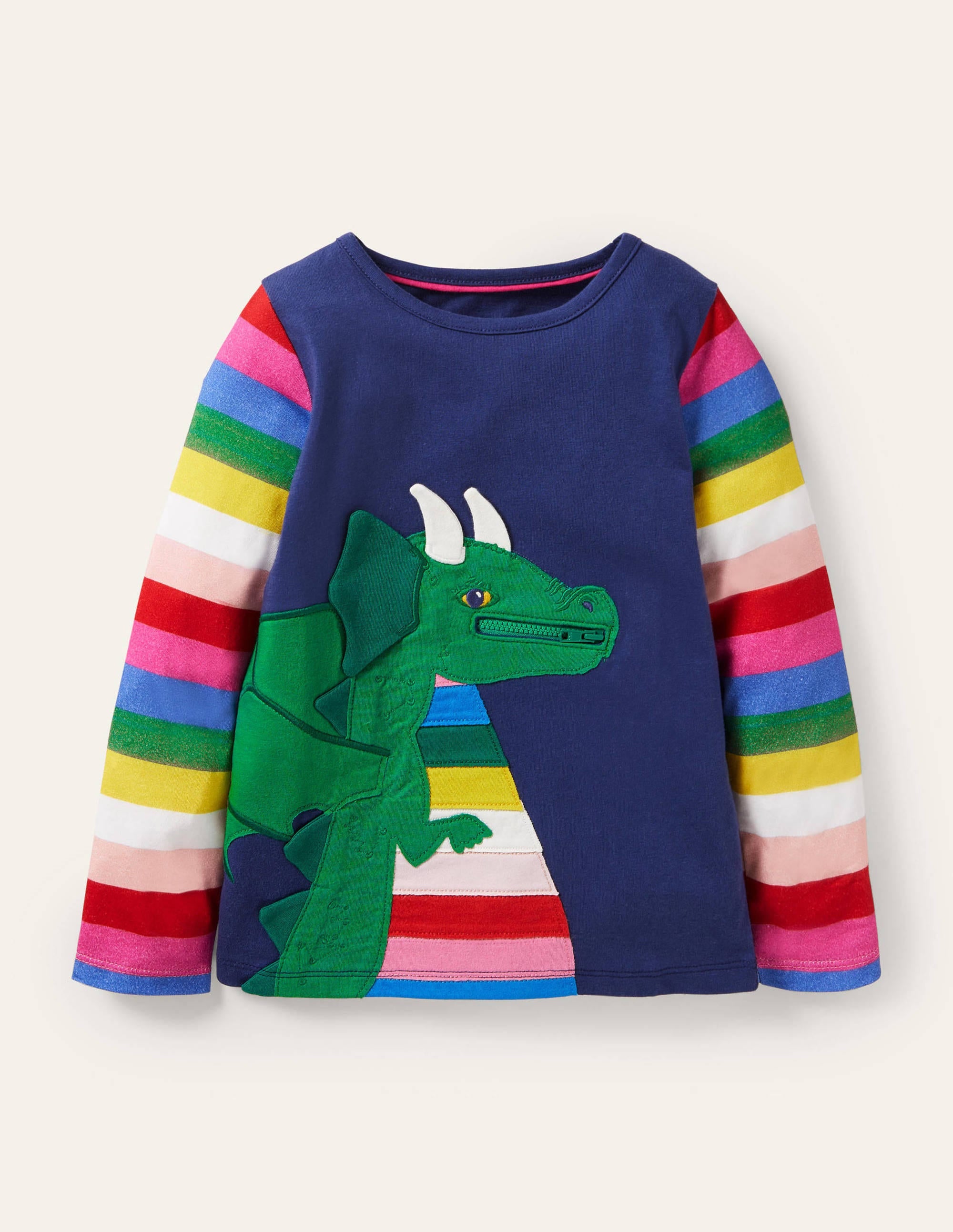 Zip Appliqué T-shirt-Starboard Blue Dragon - Image 1