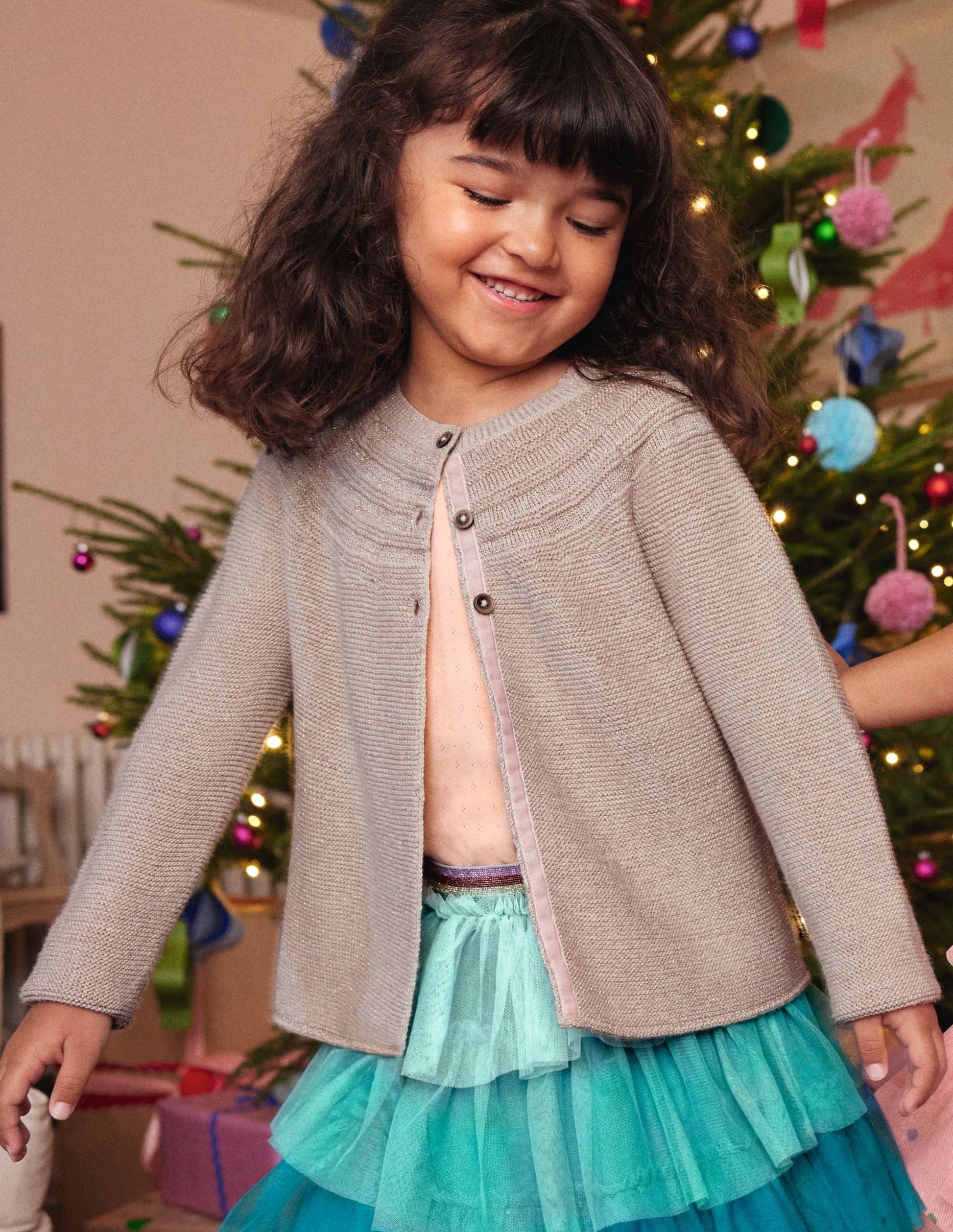 Cotton Cashmere Mix Cardigan-Gold Sparkle-4