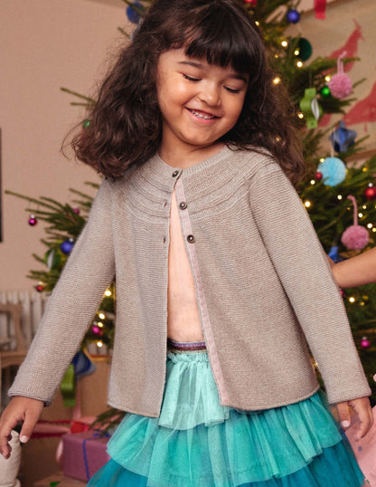 Cotton Cashmere Mix Cardigan-Gold Sparkle-4