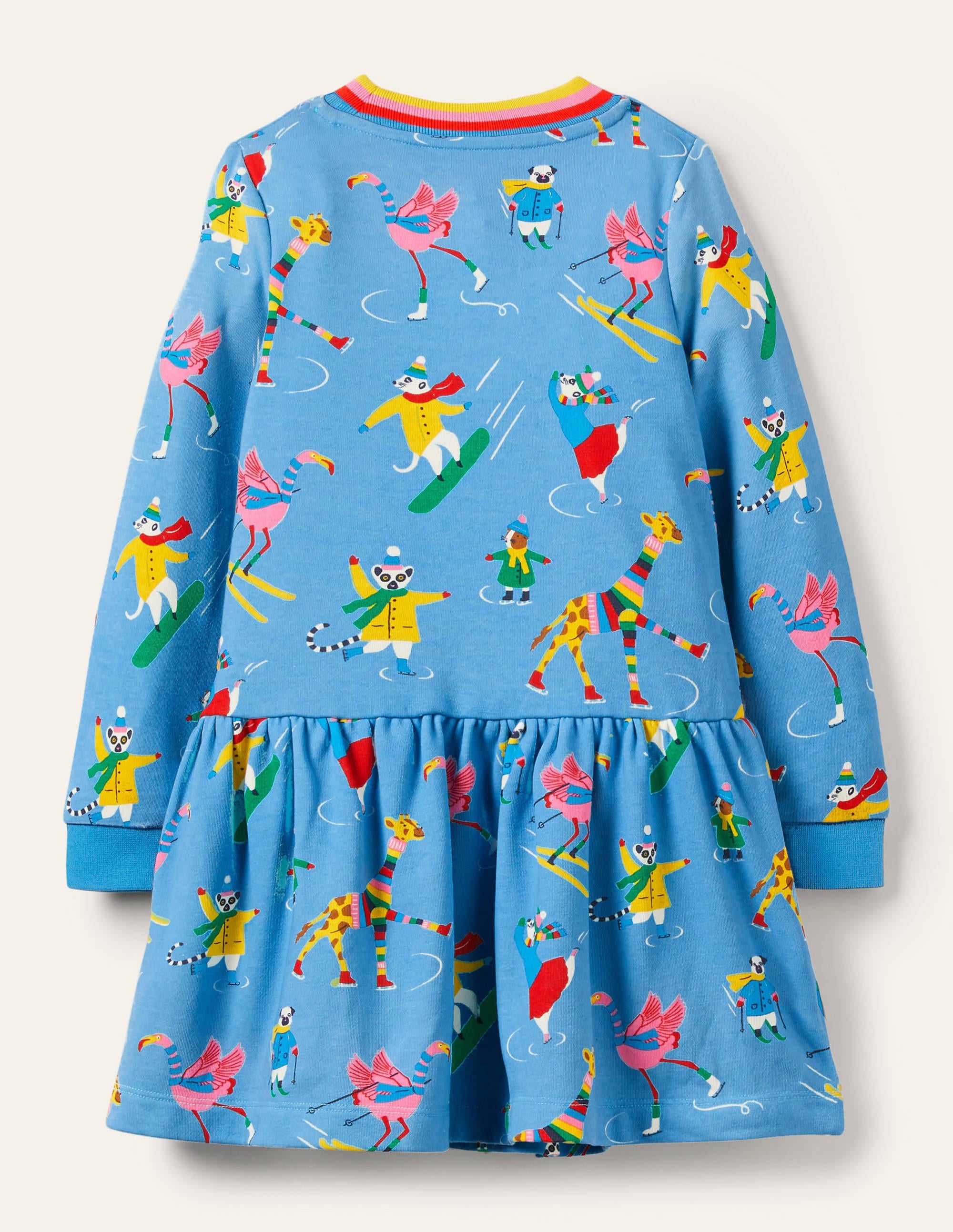 Gemütliches Sweatshirt-Kleid mit Muster-Surfbrett-Blau, Tierische Eskapaden - Image 2