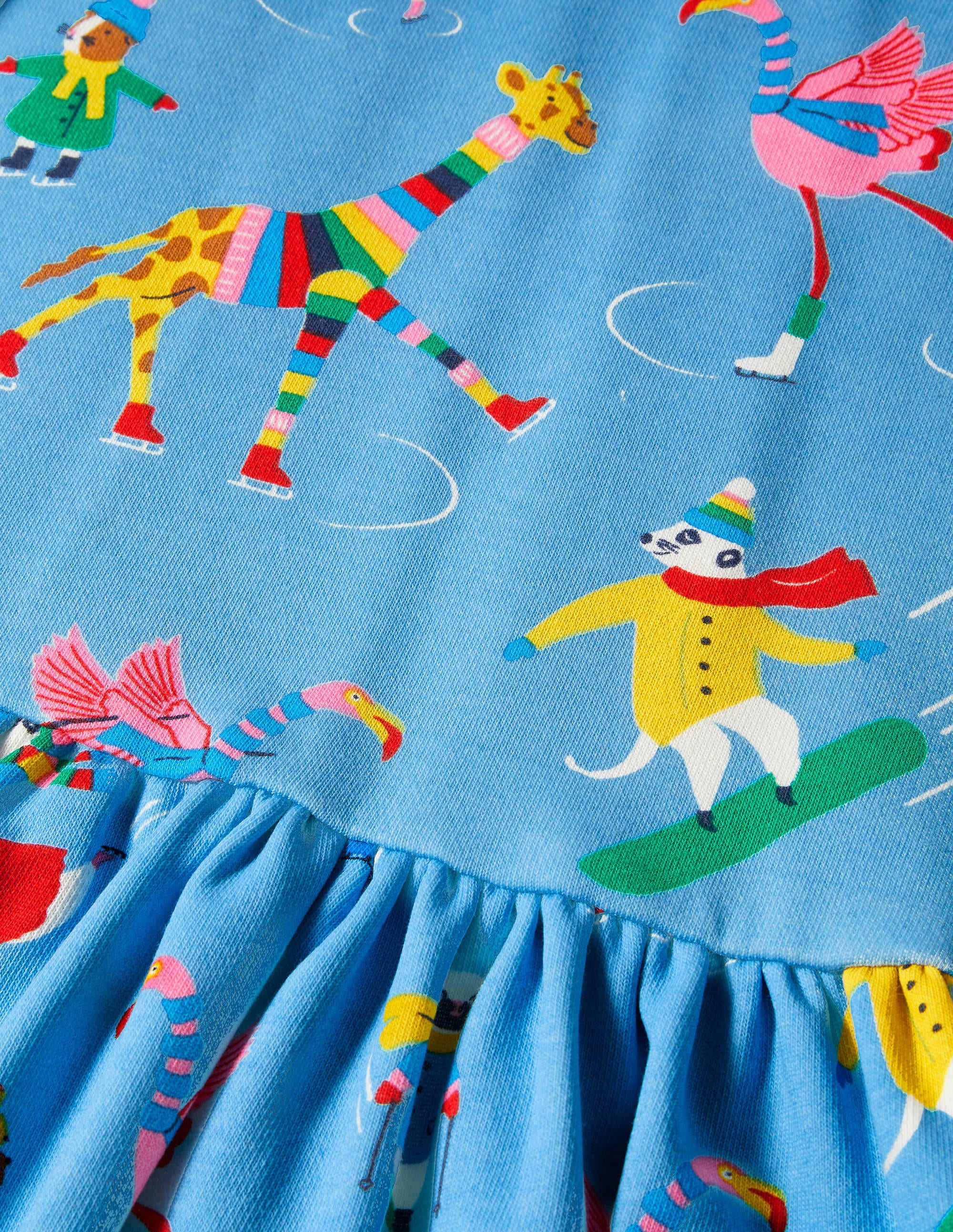 Gemütliches Sweatshirt-Kleid mit Muster-Surfbrett-Blau, Tierische Eskapaden - Image 3