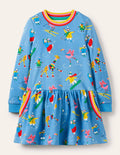 Gemütliches Sweatshirt-Kleid mit Muster-Surfbrett-Blau, Tierische Eskapaden