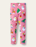 Fun Leggings-Petal Pink Festive Friends