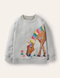 Sweatshirt mit Superstitch-Grau Meliert, Pferd