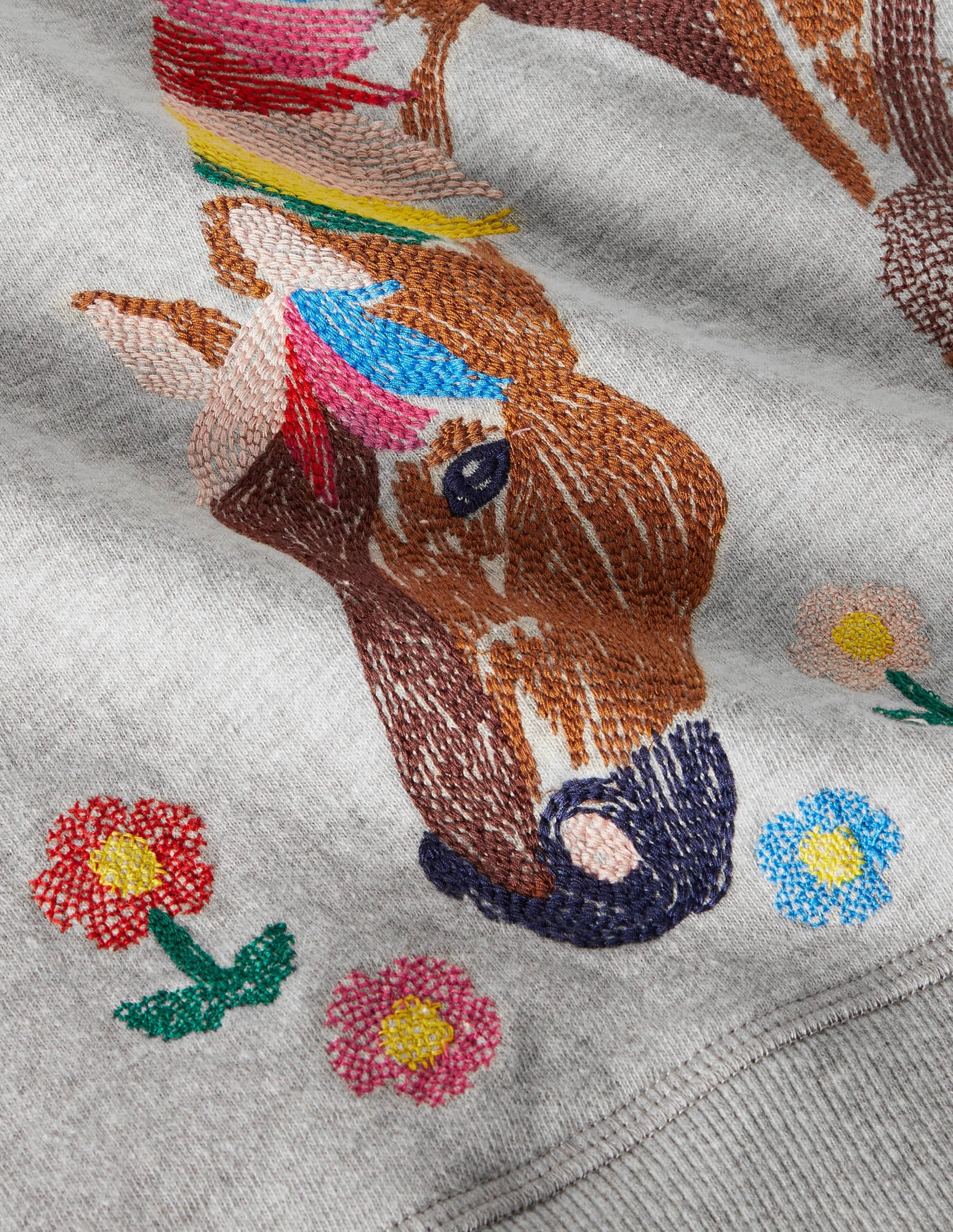 Sweatshirt mit Superstitch-Grau Meliert, Pferd - Image 3