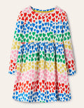 Fröhliches Jerseykleid mit langen Ärmeln-Bunt/Regenbogen, Herzen