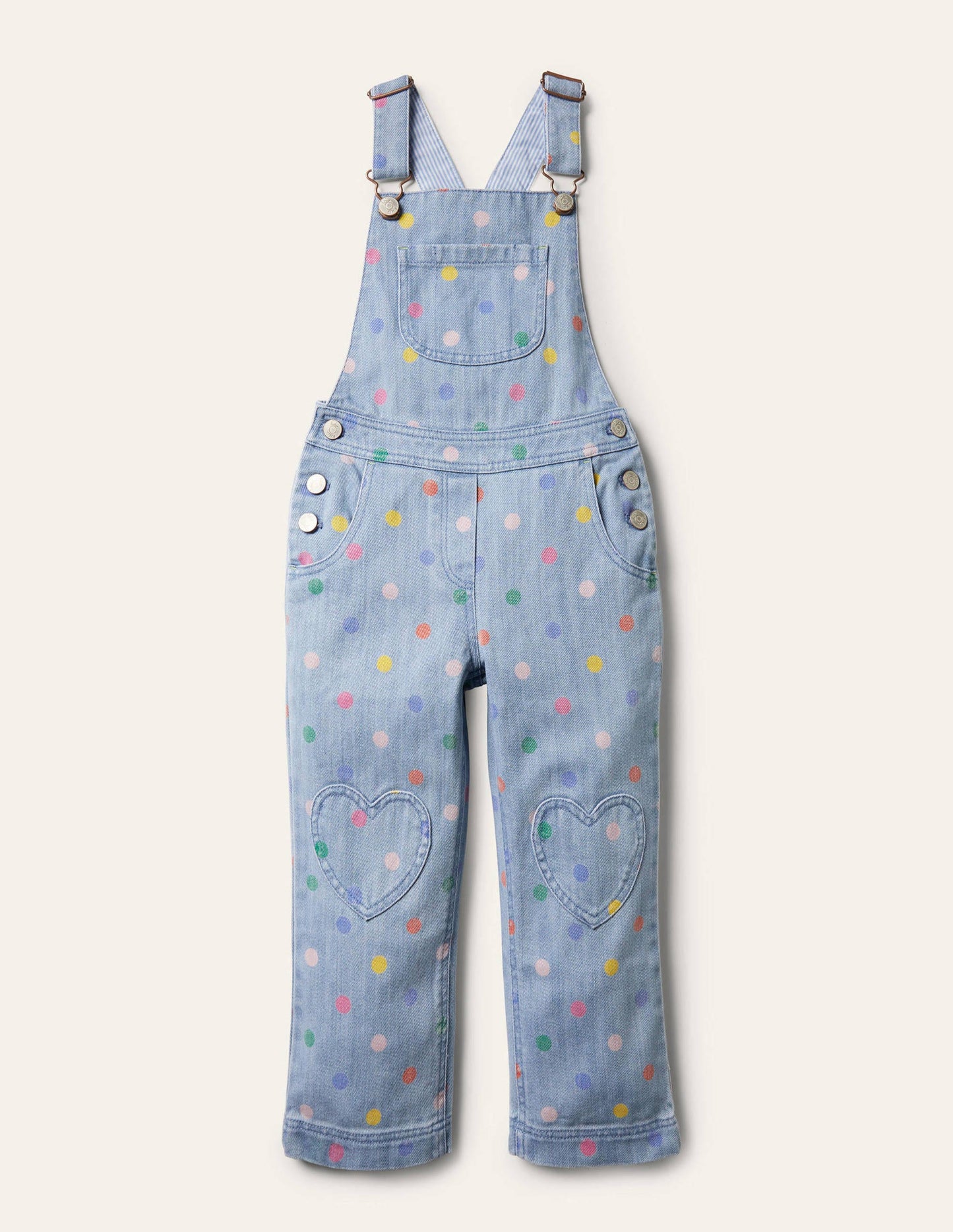 Salopette à empiècements cœur-Pois multi chambray