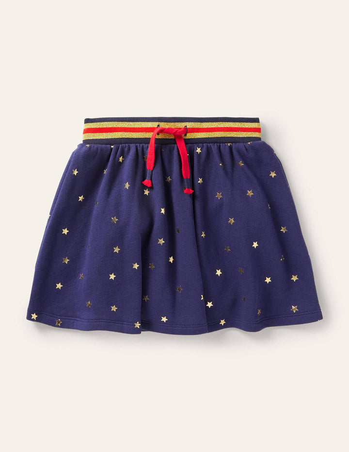 Cosy Twirly Sweatshirt Skirt-Starboard Blue Gold Star