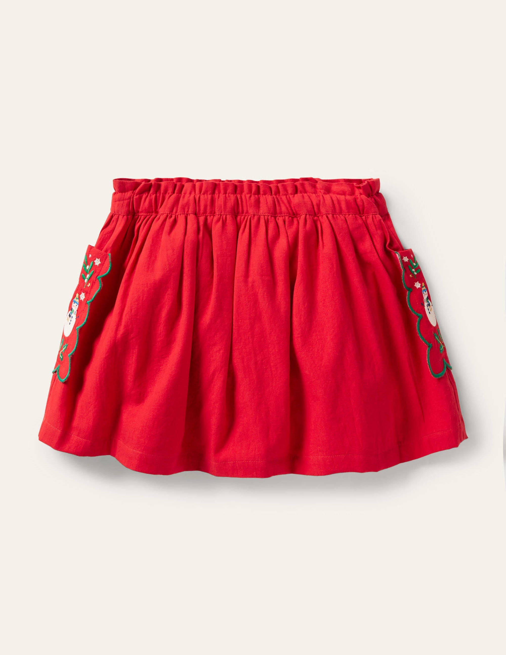 Jupe à poche brodée-Motif festif rouge rockabilly - Image 2