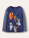 Mustermix-T-Shirt mit Tiermotiv-Segelblau, Schal