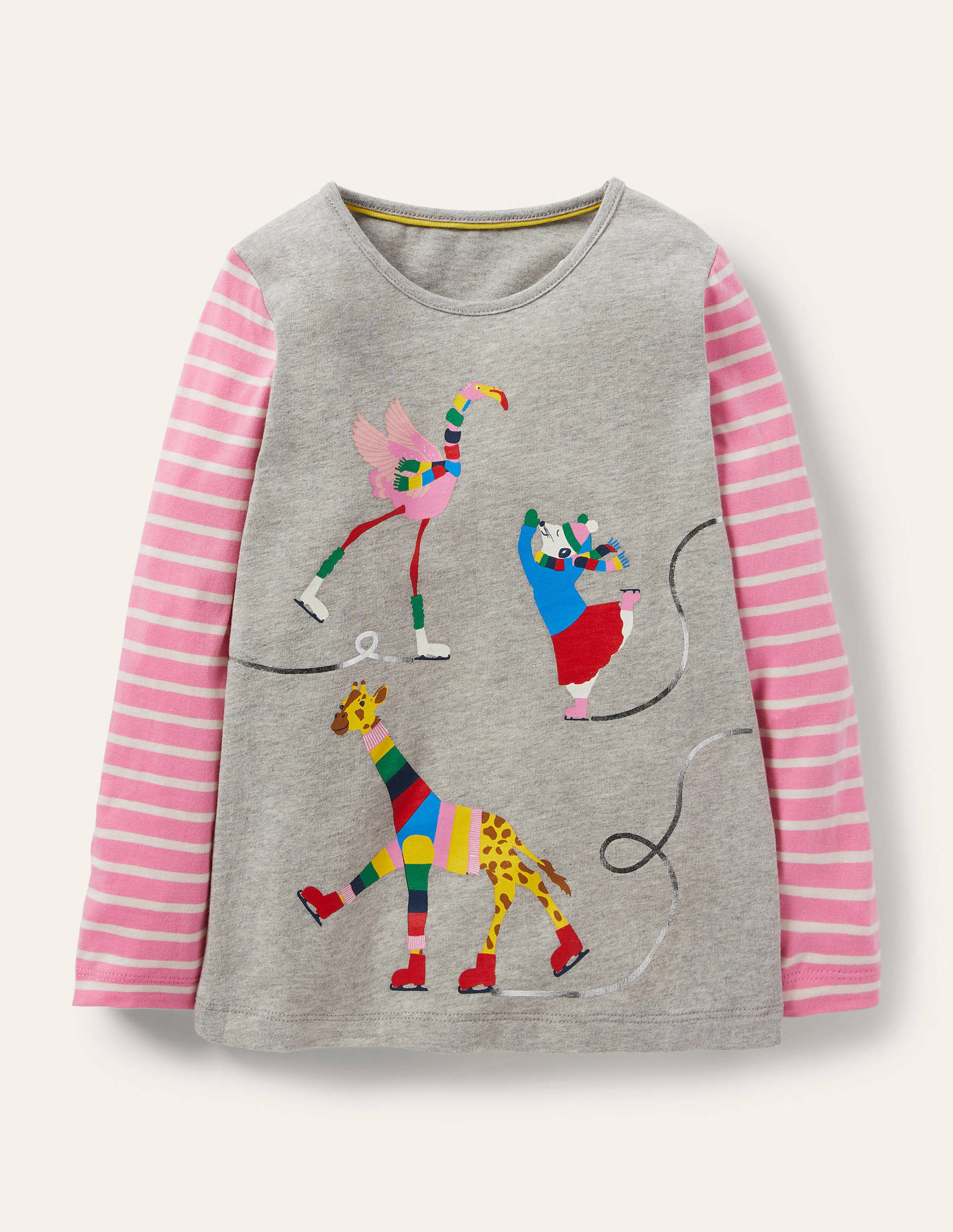 Mustermix-T-Shirt mit Tiermotiv-Grau Meliert, Schlittschuhlaufen - Image 1