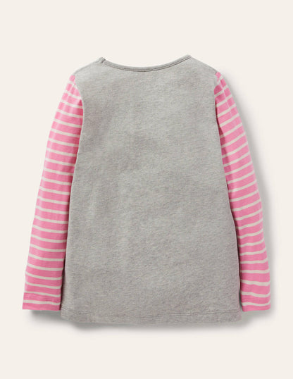 Mustermix-T-Shirt mit Tiermotiv-Grau Meliert, Schlittschuhlaufen-2