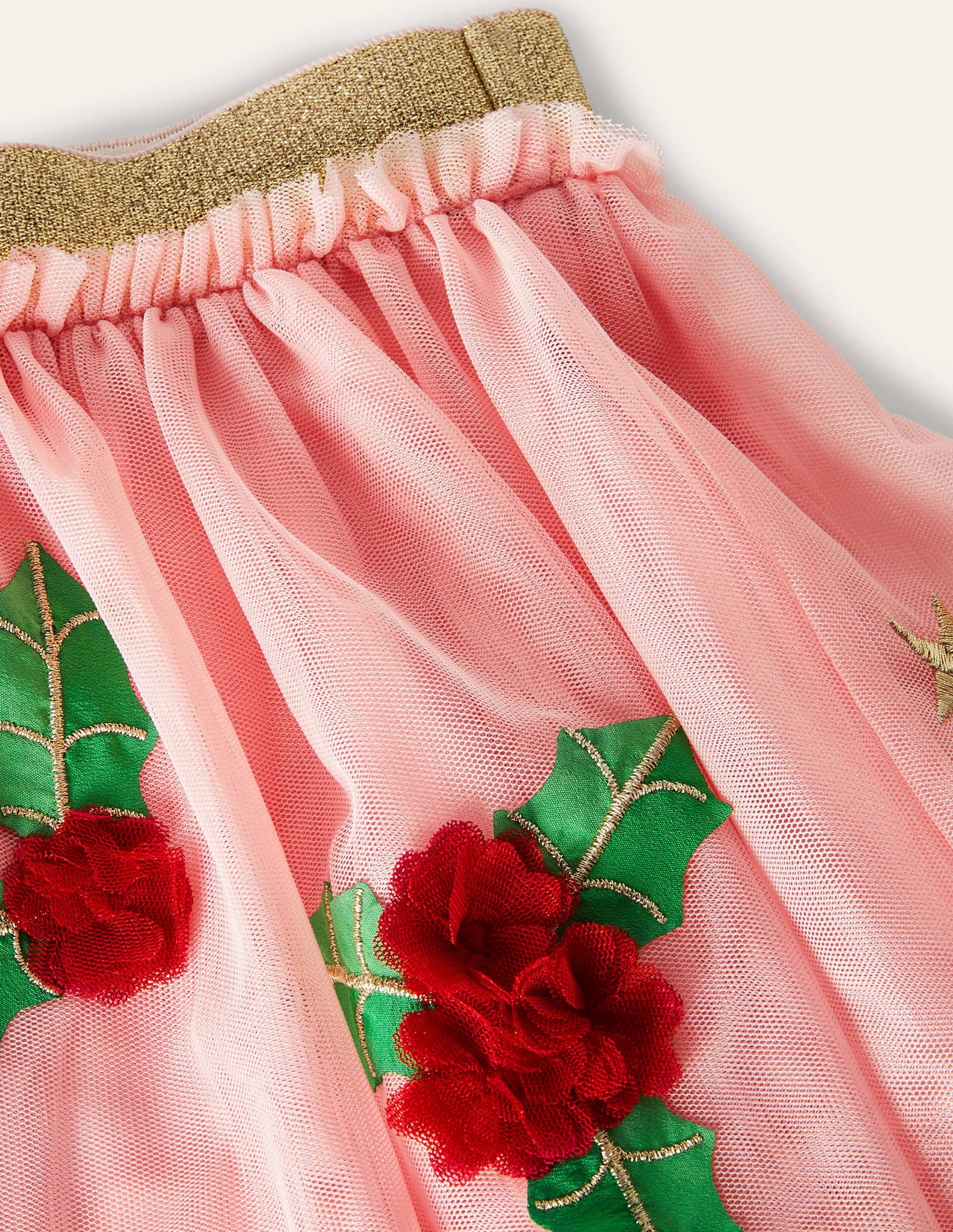 Jupe en tulle à appliqué-Houx rose boto - Image 3