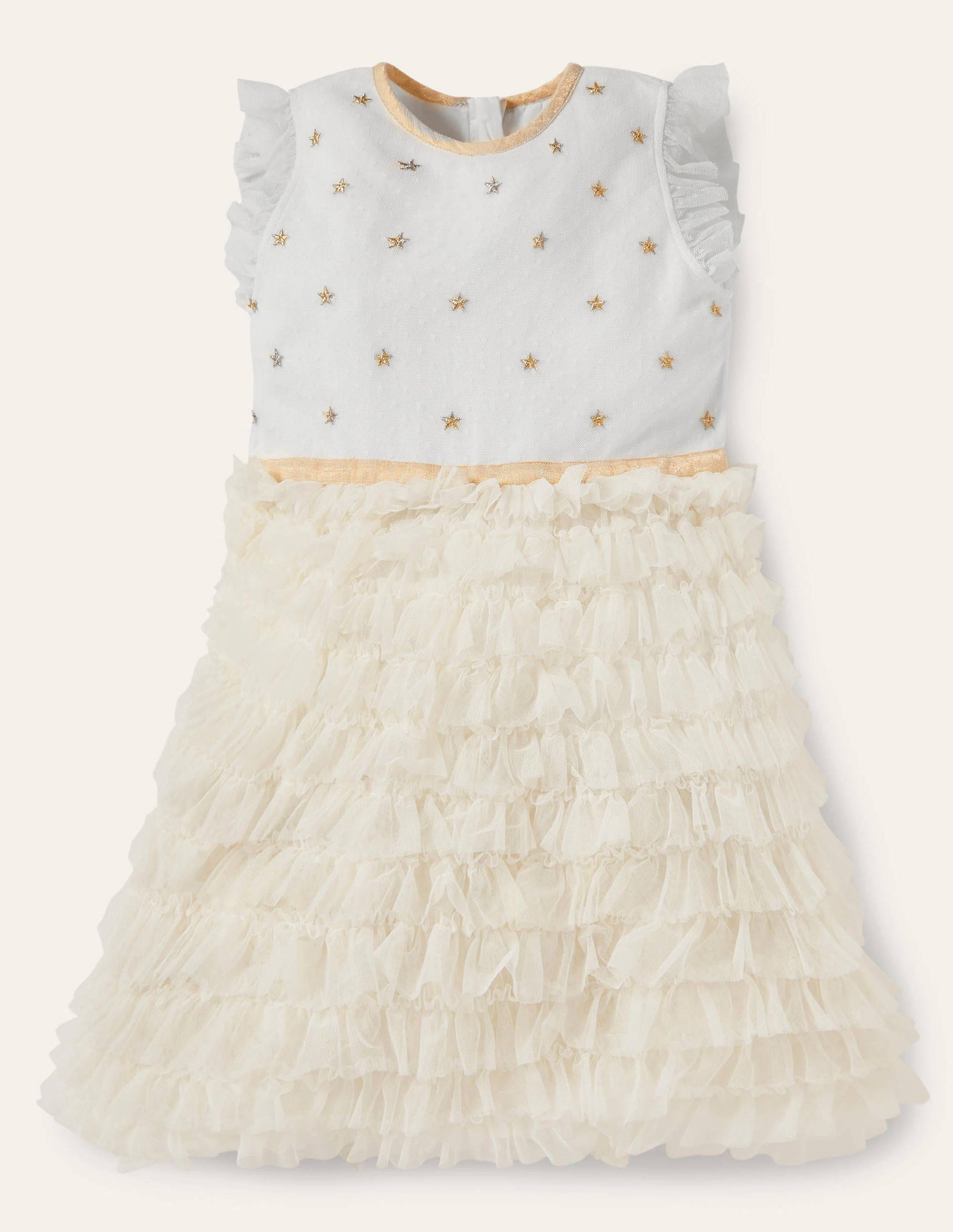Robe de fête en tulle à volants-Ivoire-1