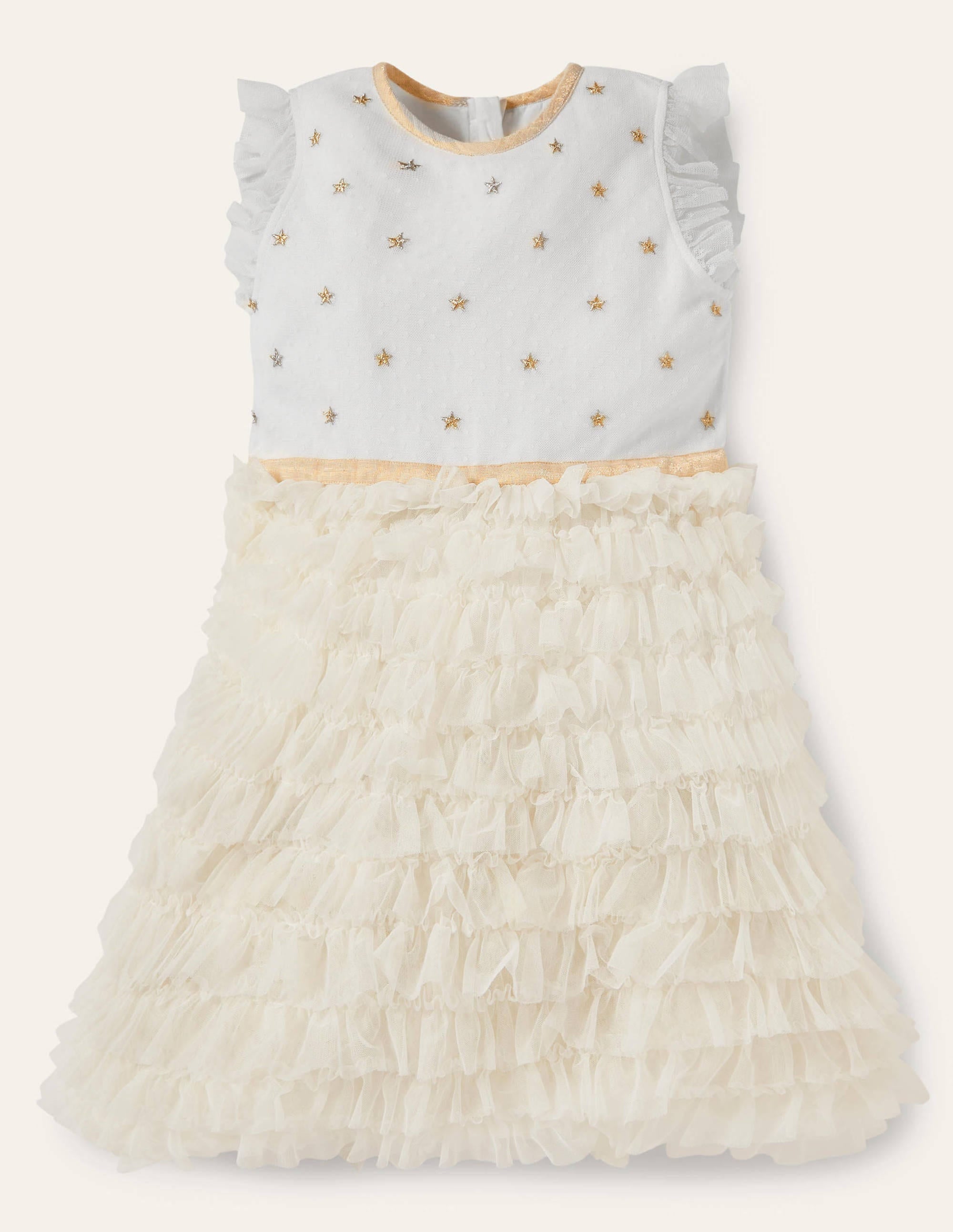 Robe de fête en tulle à volants-Ivoire - Image 1