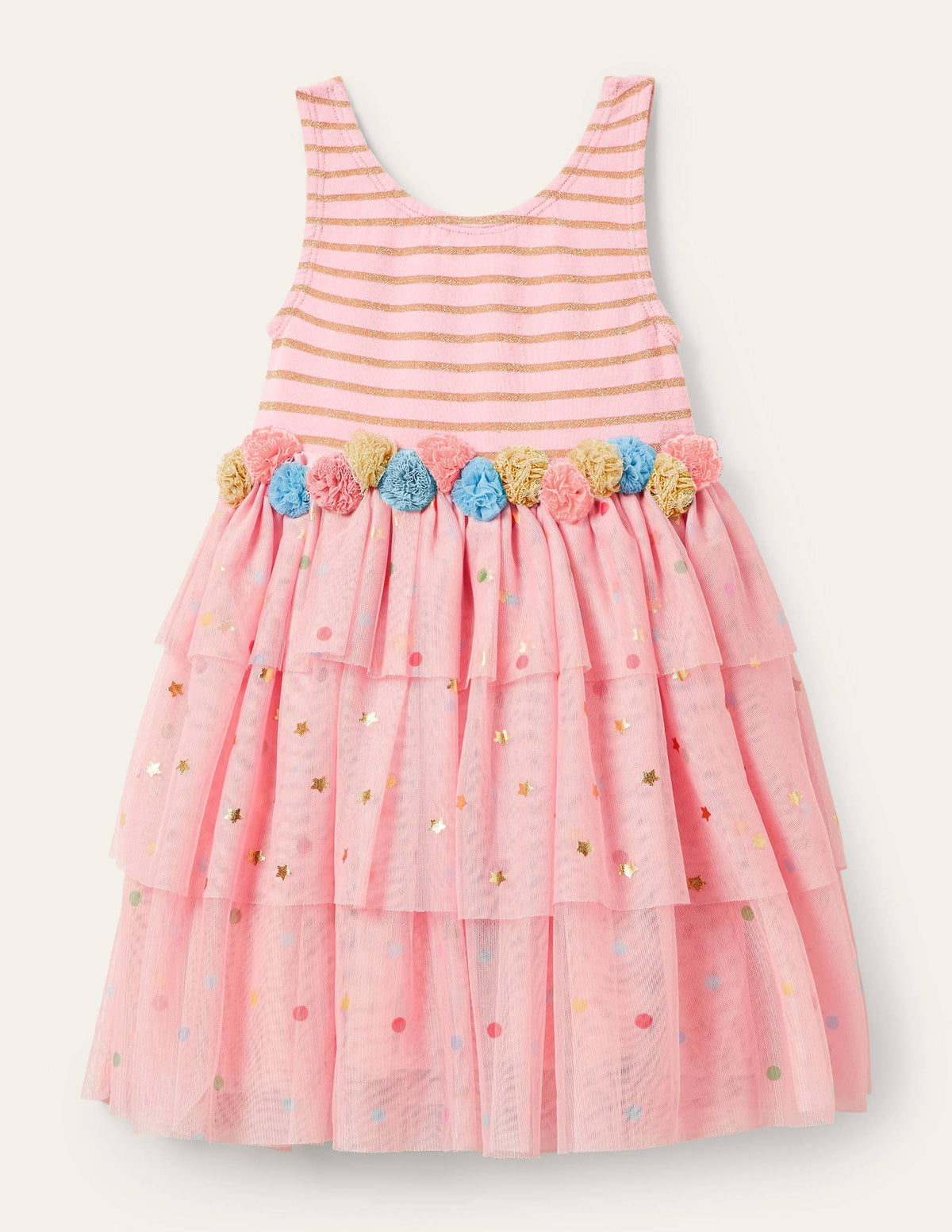 Gestuftes Tüll-Kleid mit Rüschen-Delfinrosa, Sterne - Image 1