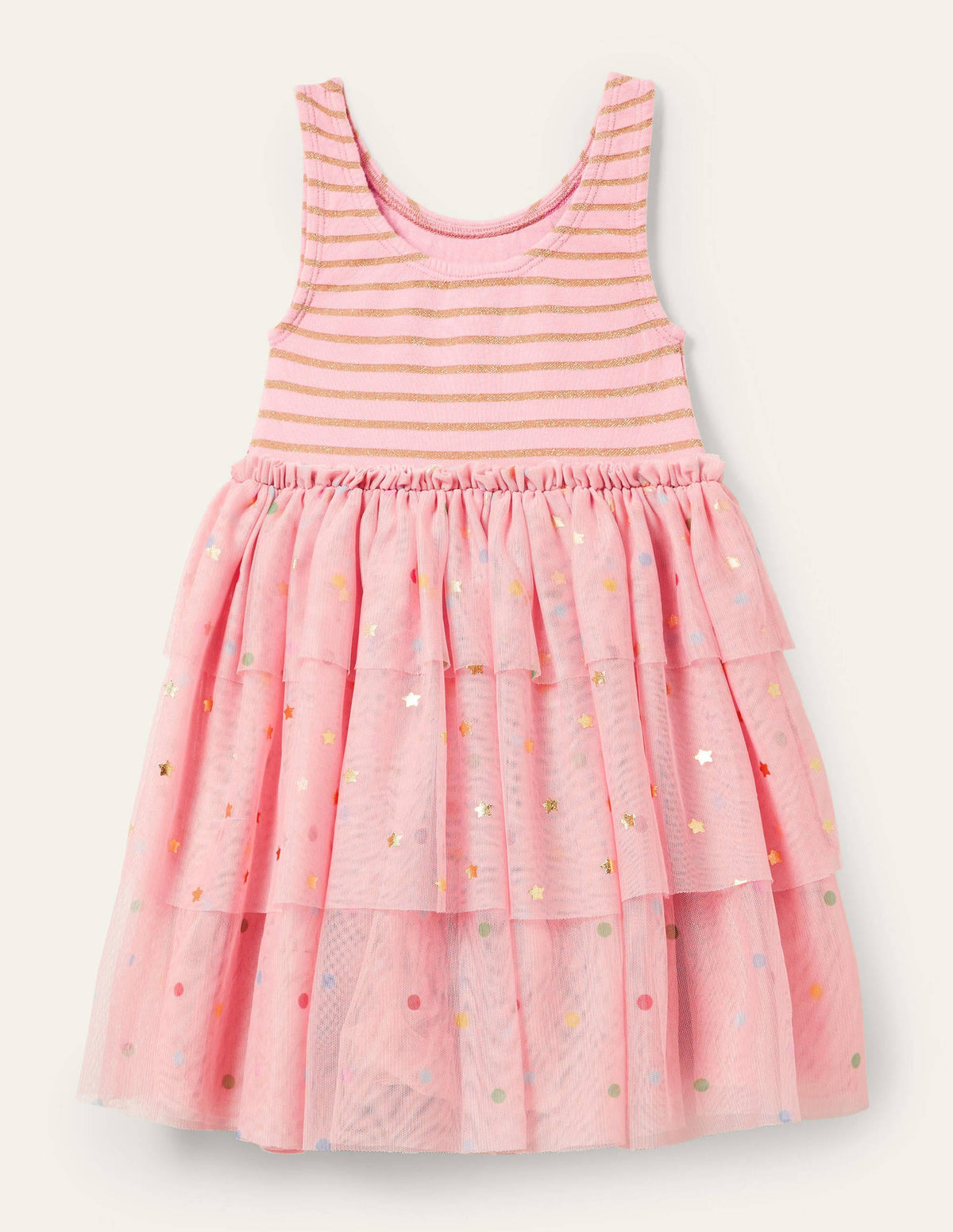 Gestuftes Tüll-Kleid mit Rüschen-Delfinrosa, Sterne-2