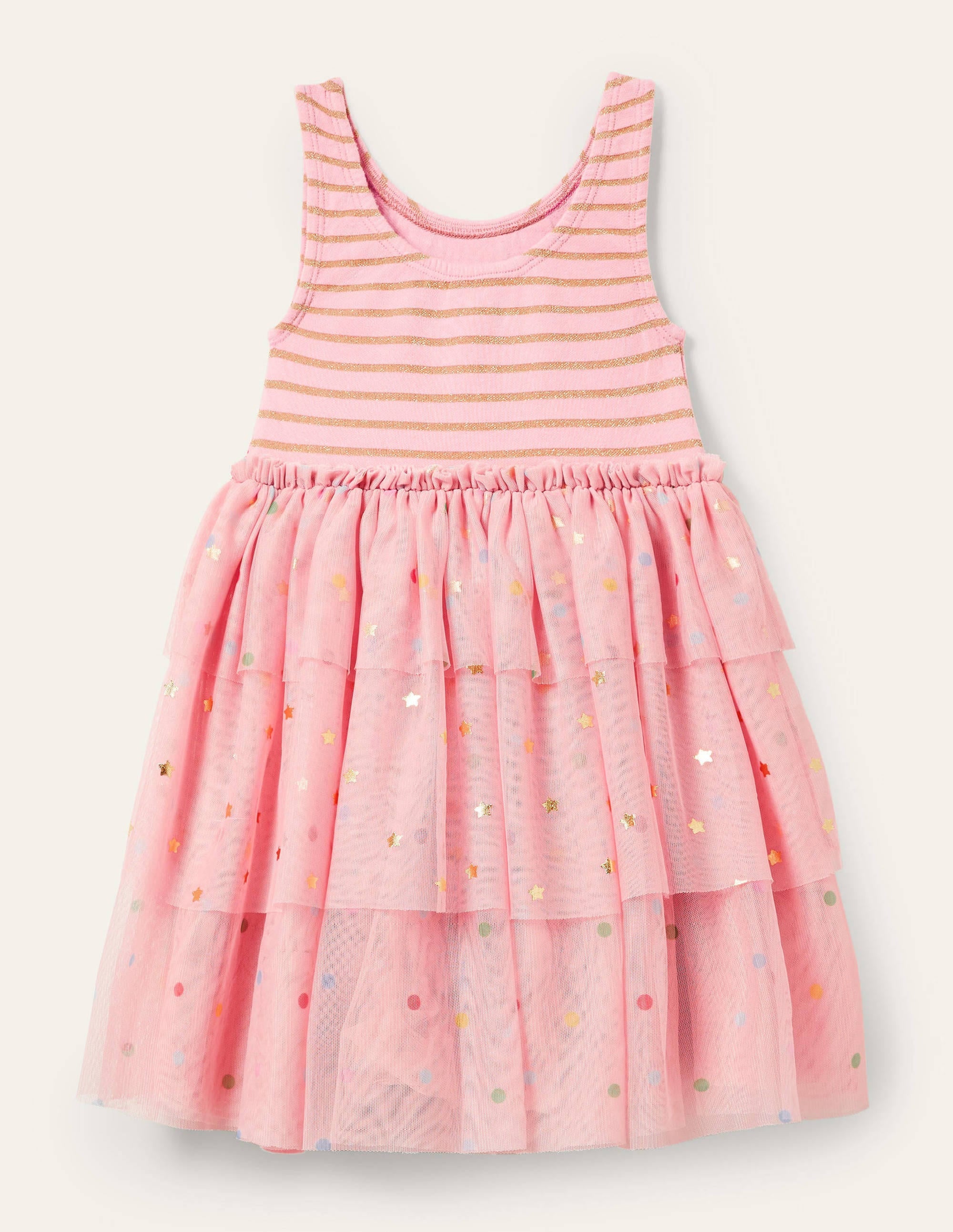 Gestuftes Tüll-Kleid mit Rüschen-Delfinrosa, Sterne - Image 2