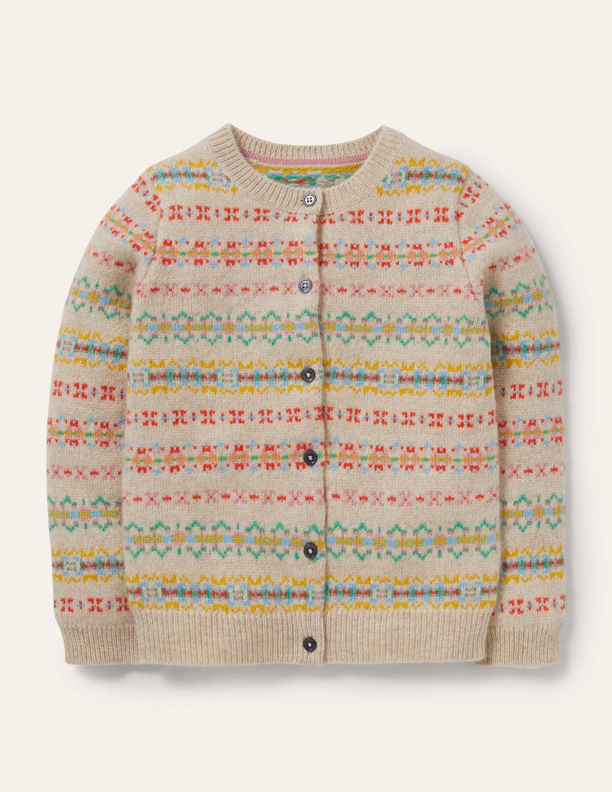 Cashmere Fair Isle Cardigan-Oatmeal Marl Fair Isle - Image 1