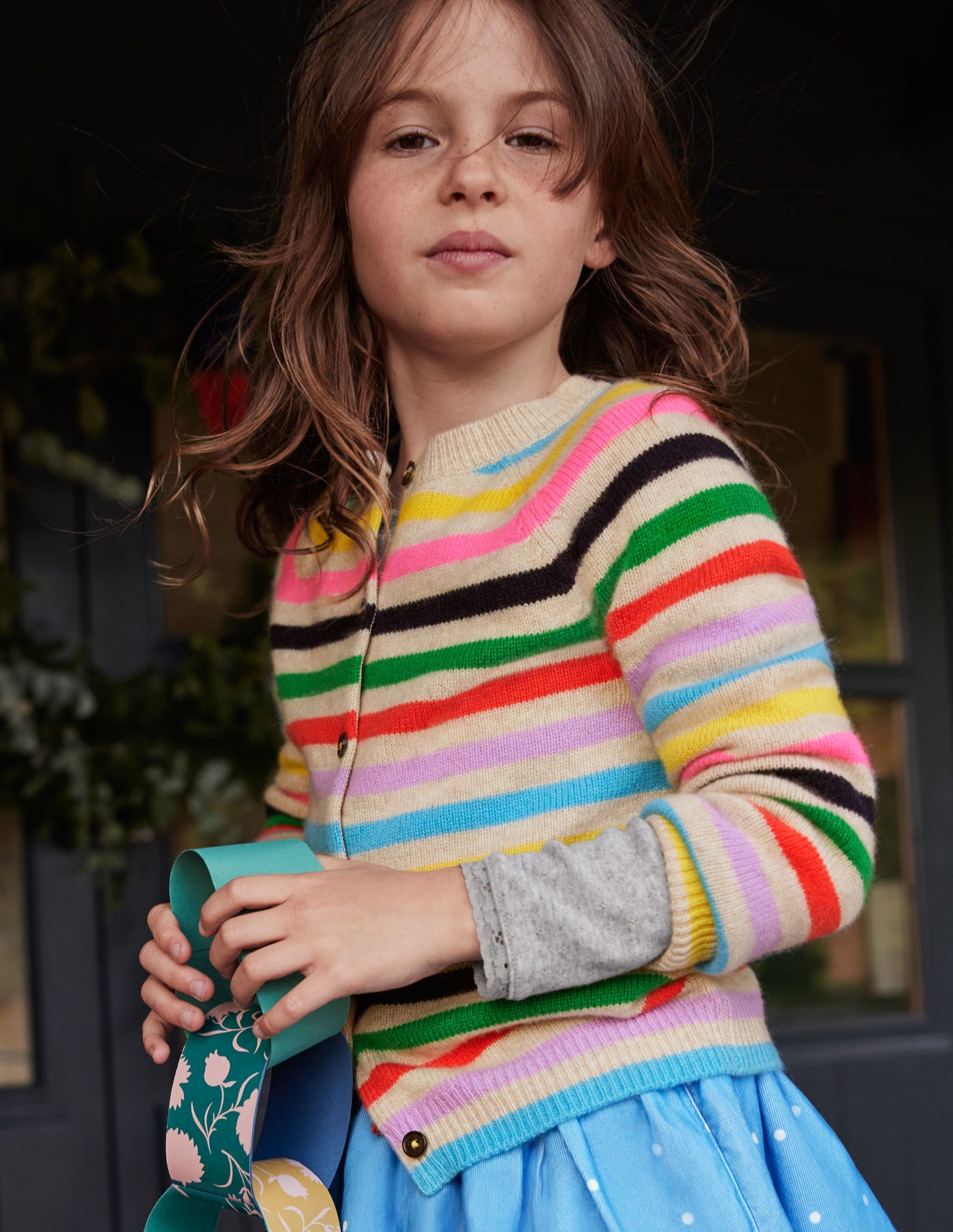 Cardigan en cachemire-Rayé multi-4