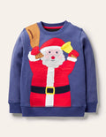 Sweat à motif recto verso-Père Noël bleu marine