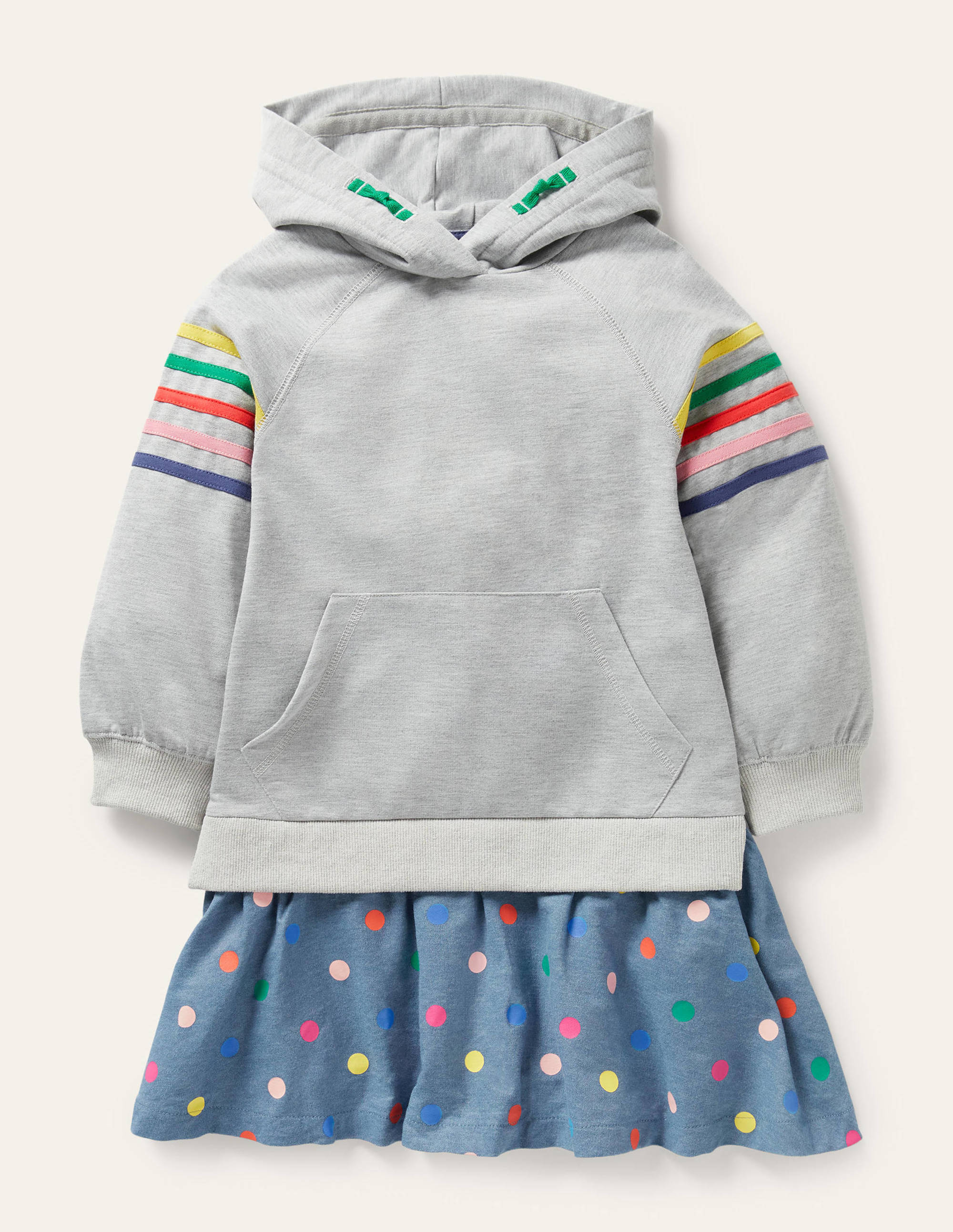 Cosy Hooded Sweat Dress-Grey Marl - Image 1