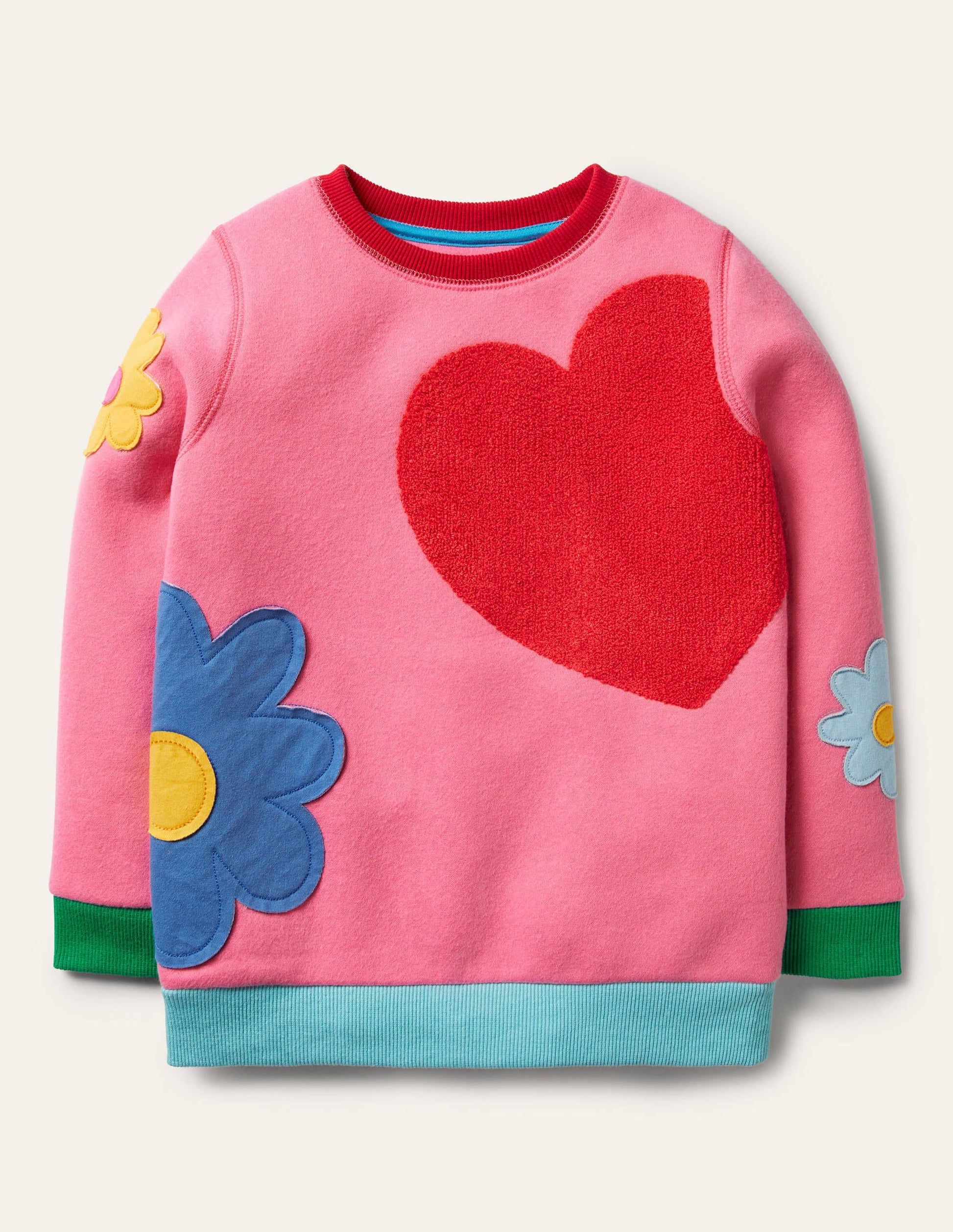 Sweatshirt mit Applikation-Helles Blütenrosa, Herz-2