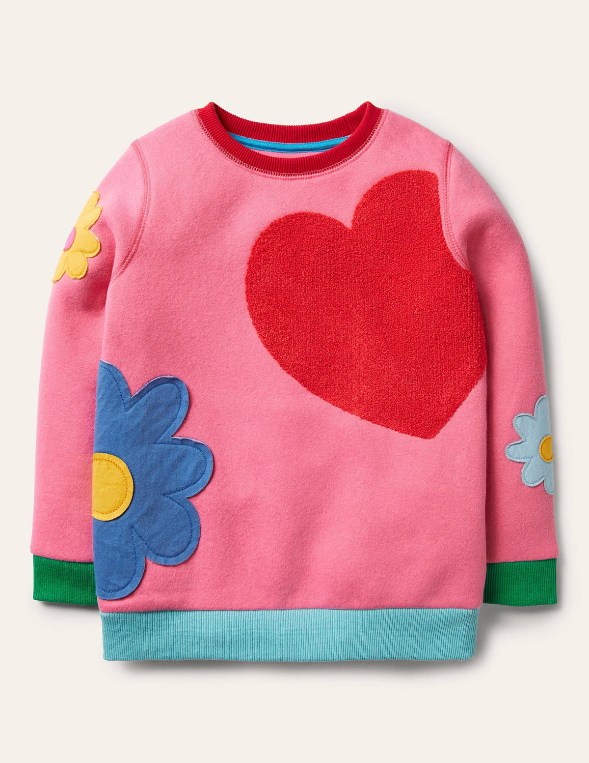 Sweatshirt mit Applikation-Helles Blütenrosa, Herz - Image 2