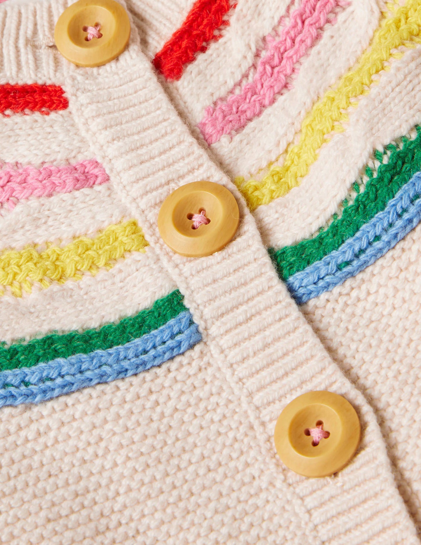 Cardigan fun à empiècement arc-en-ciel-Écru chiné