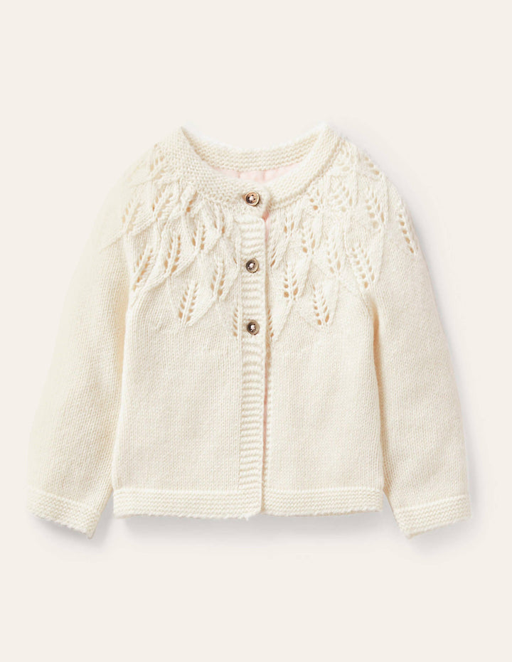 Alltagstauglicher strukturierter Cardigan-Ecru Meliert