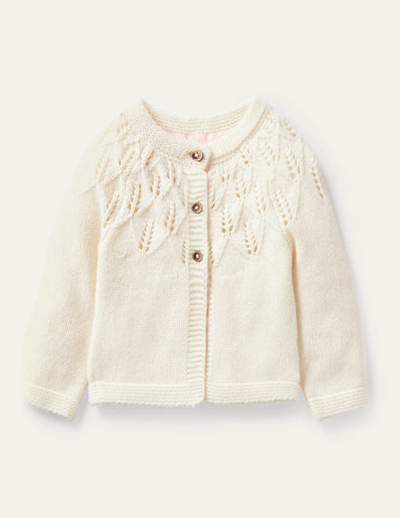 Alltagstauglicher strukturierter Cardigan-Ecru Meliert