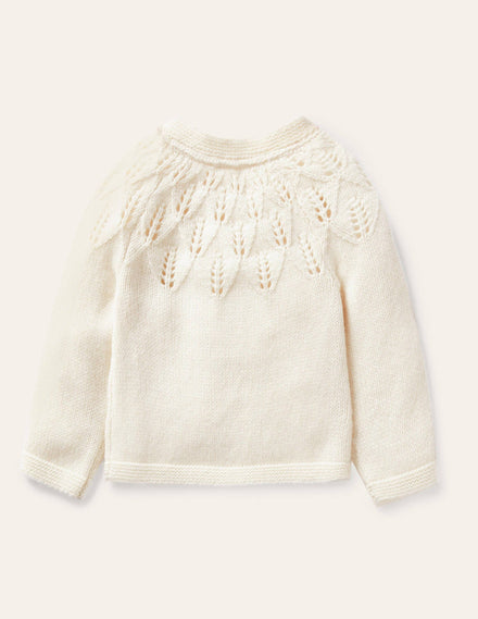 Alltagstauglicher strukturierter Cardigan-Ecru Meliert