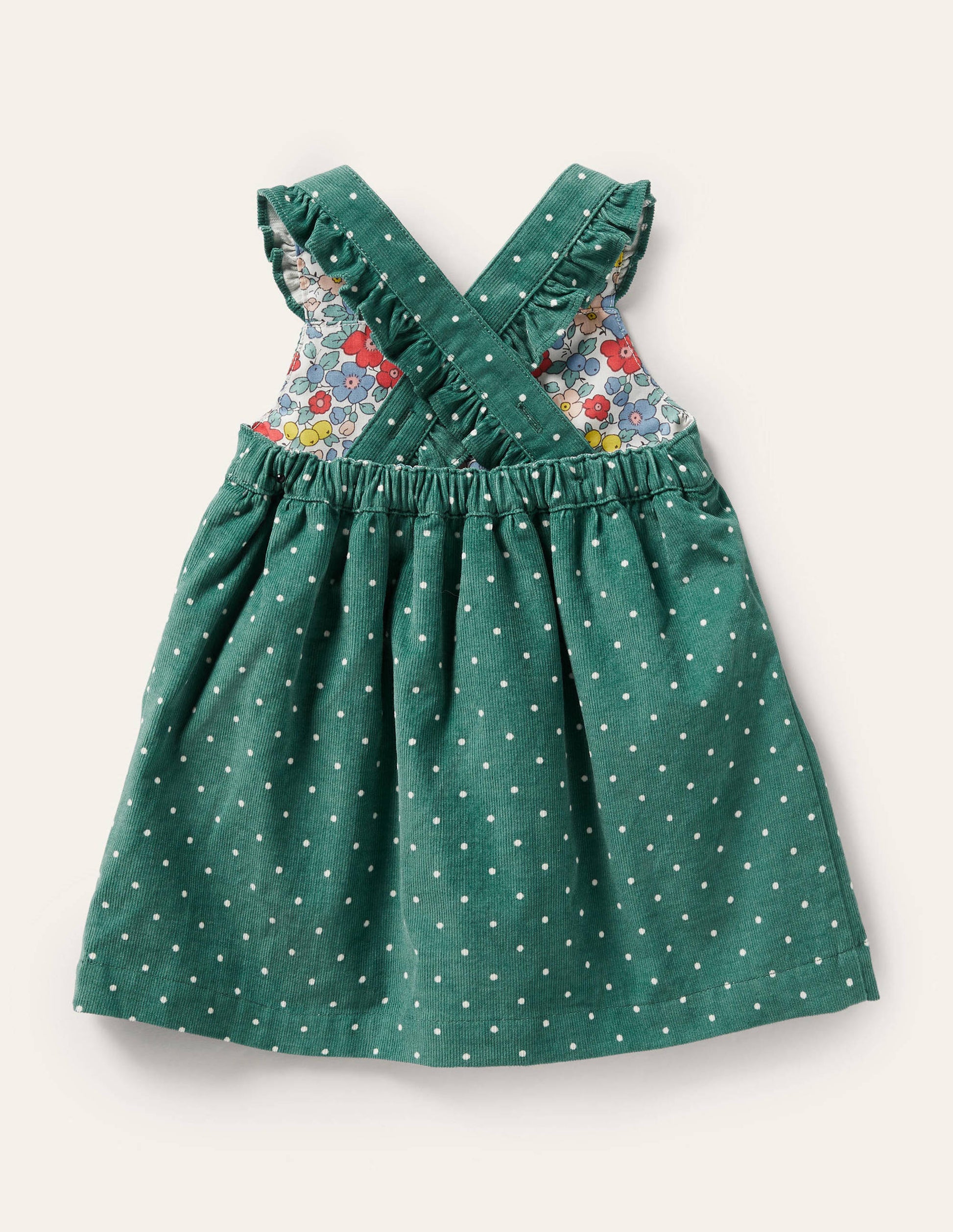 Getupftes Cord-Latzkleid mit Applikation-Sardiniengrün, Füchse-2