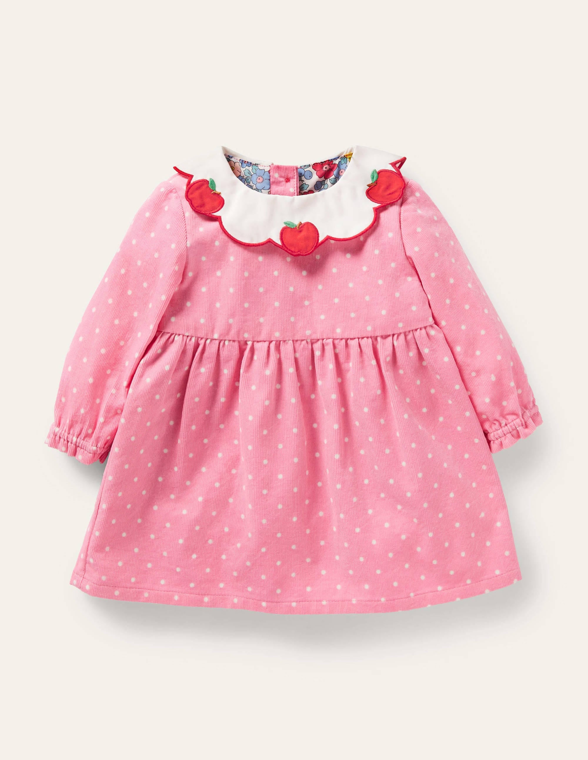 Cord-Kleid mit Apfel-Kragen-Kirschblütenrosa, Pünktchen - Image 1