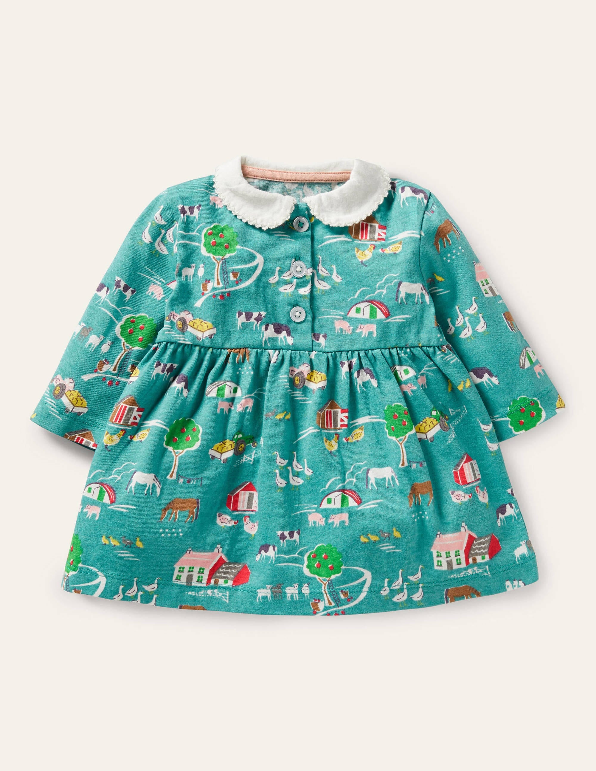 Jerseykleid mit Kragen-Bachblau, Bauernhof - Image 1