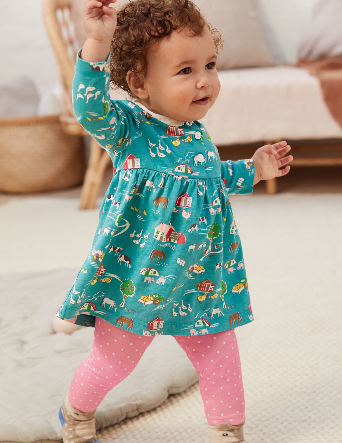 Jerseykleid mit Kragen-Bachblau, Bauernhof - Image 4