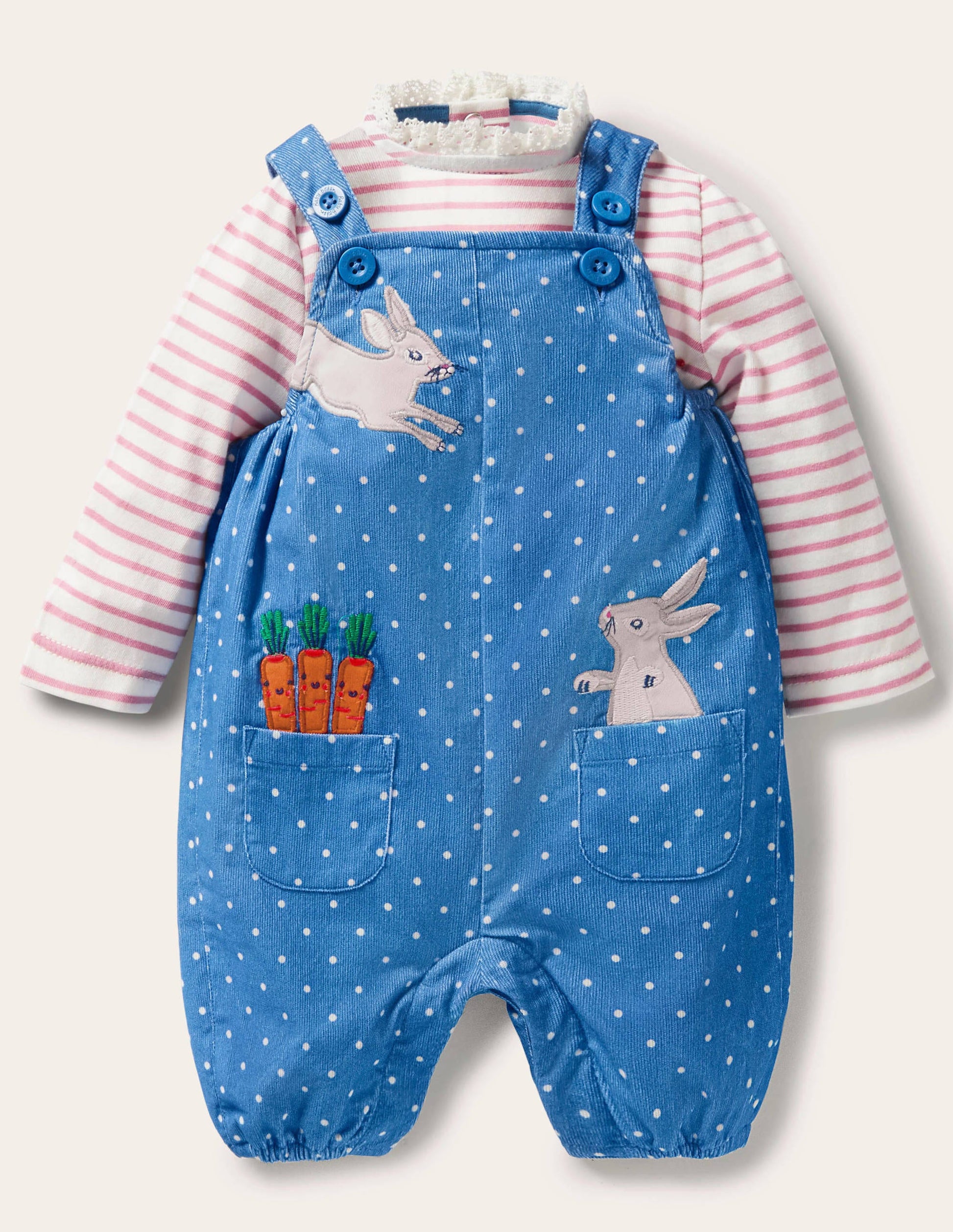 Cord-Latzhosenset-Elisabethanisches Blau, Hasen-1