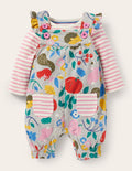 Ensemble avec salopette en jersey-Amis sylvestres gris chiné