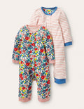 2 combinaisons-Motif fleur de pommier ciel multi