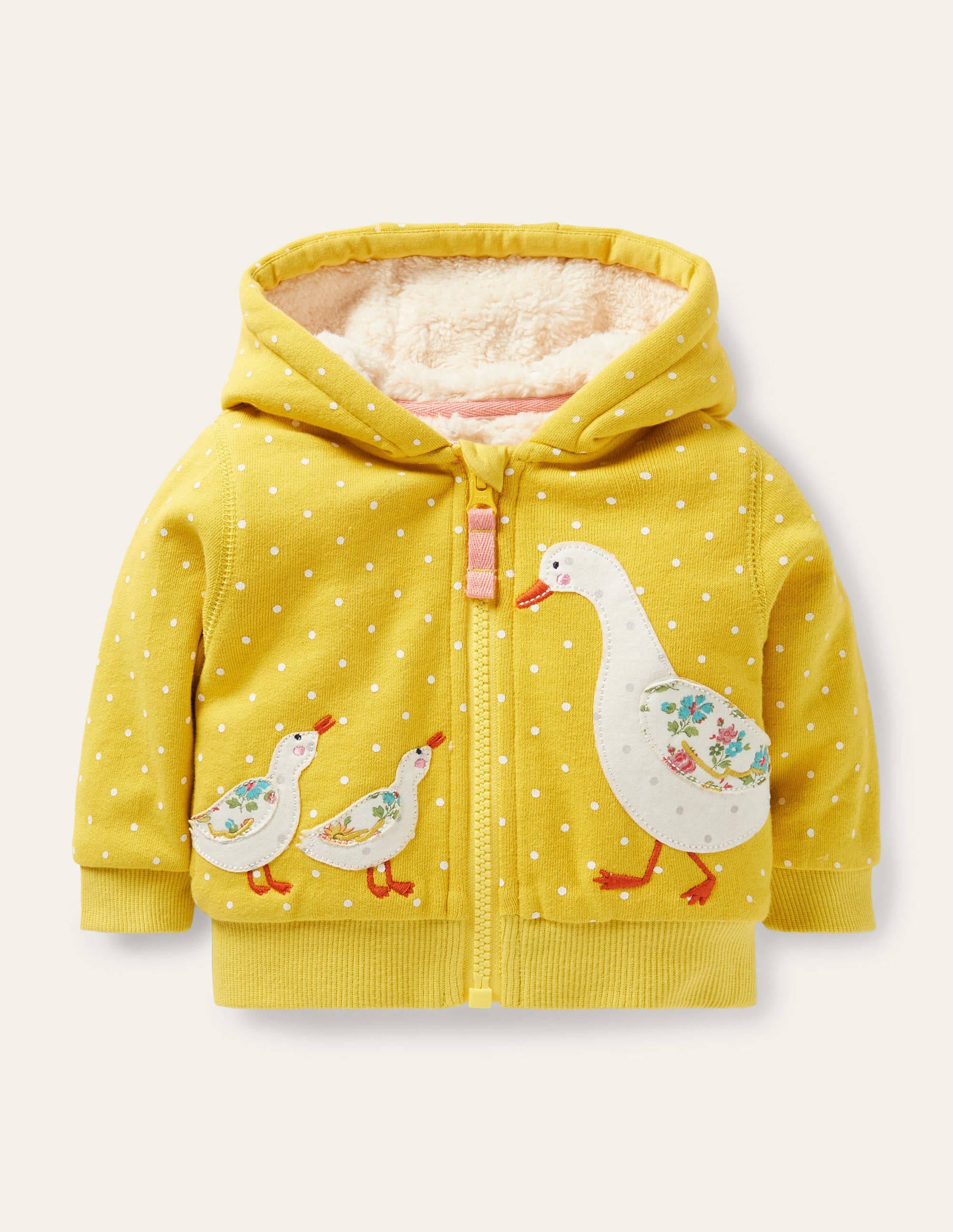 Shaggy-lined Hoodie-Sweetcorn Yellow Ducks - Image 1