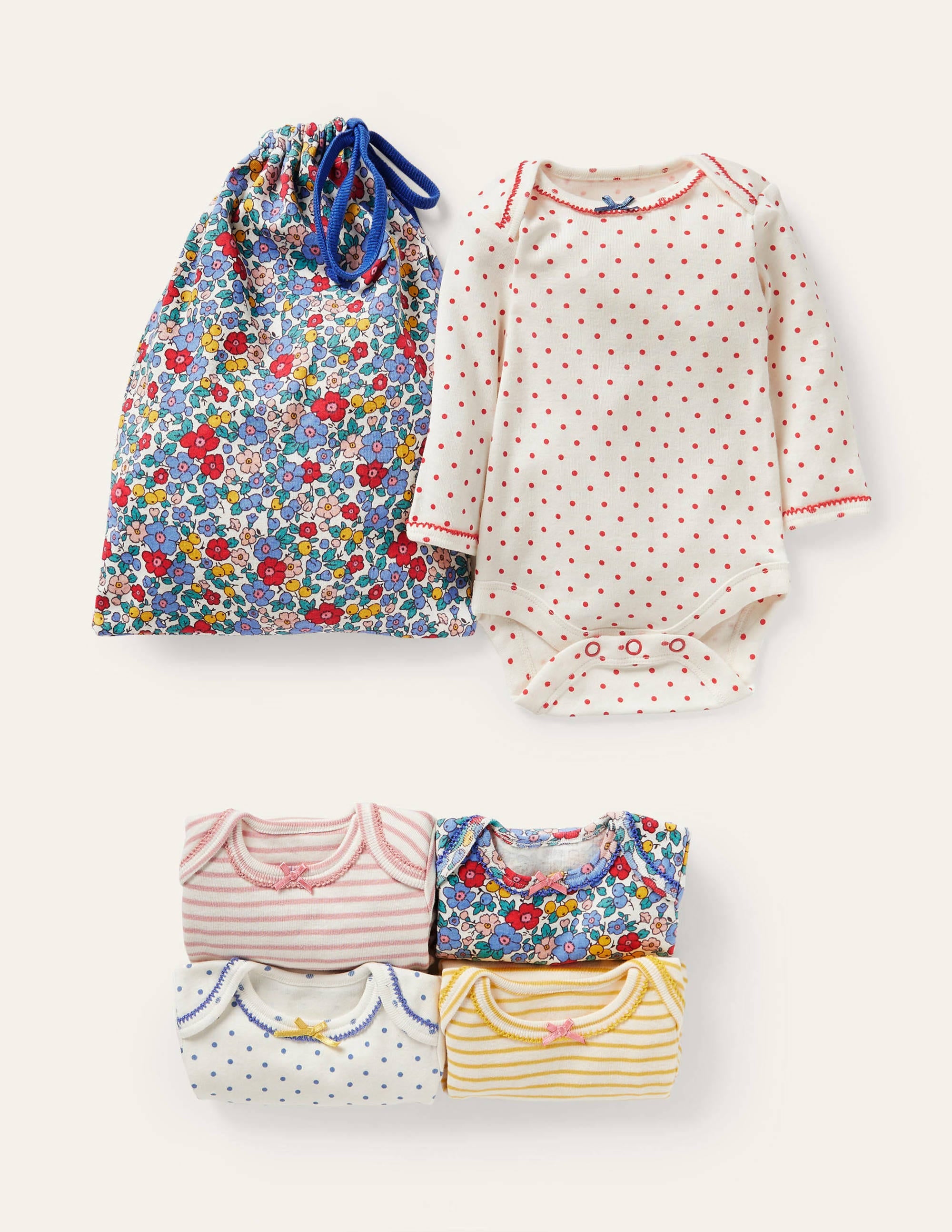 Blumige Bodys im 5er-Pack-Bunt, Apfelblüten - Image 1