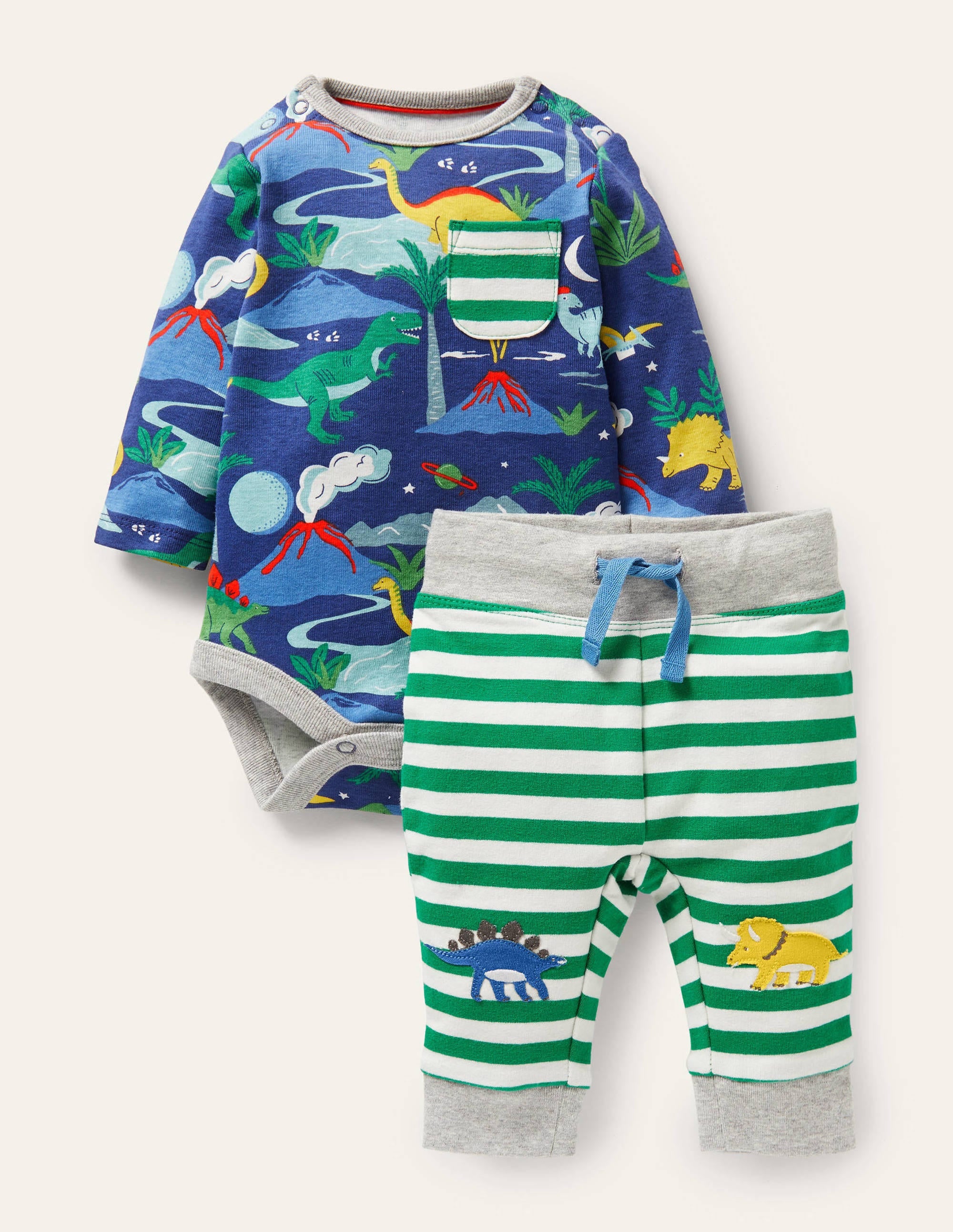 Body- und Leggings-Set-Segelblau, Dinosaurier - Image 1