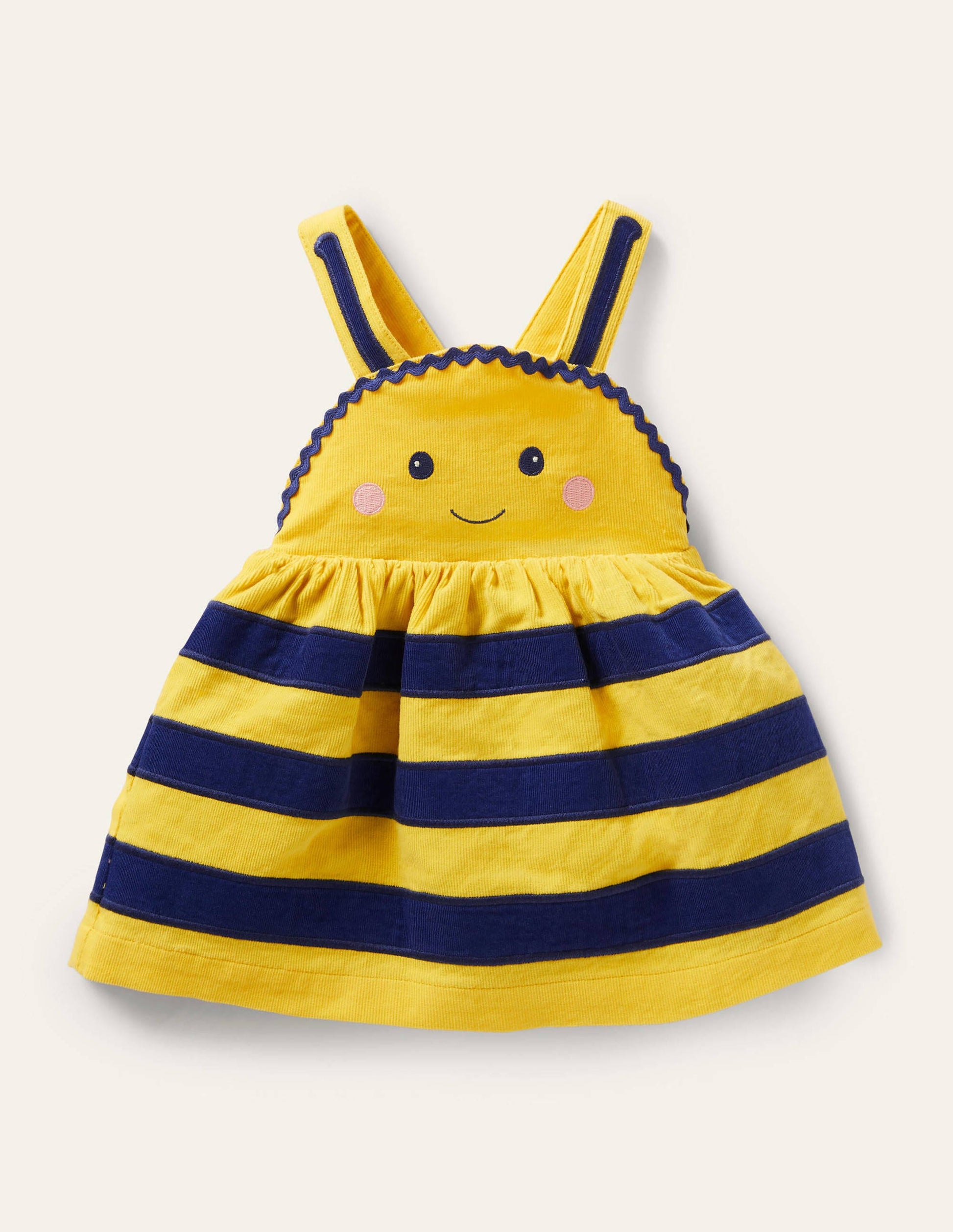 Originelles Cord-Schürzenkleid-Maisgelb, Biene-1