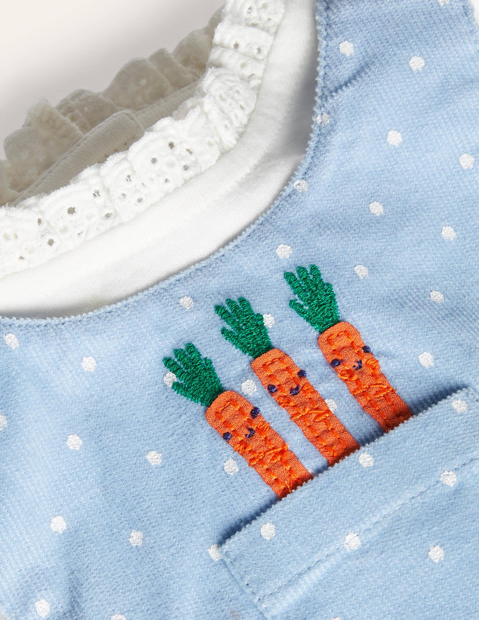 Ensemble avec robe chasuble en velours côtelé à motif lapin-Lapins bleu ciel - Image 3