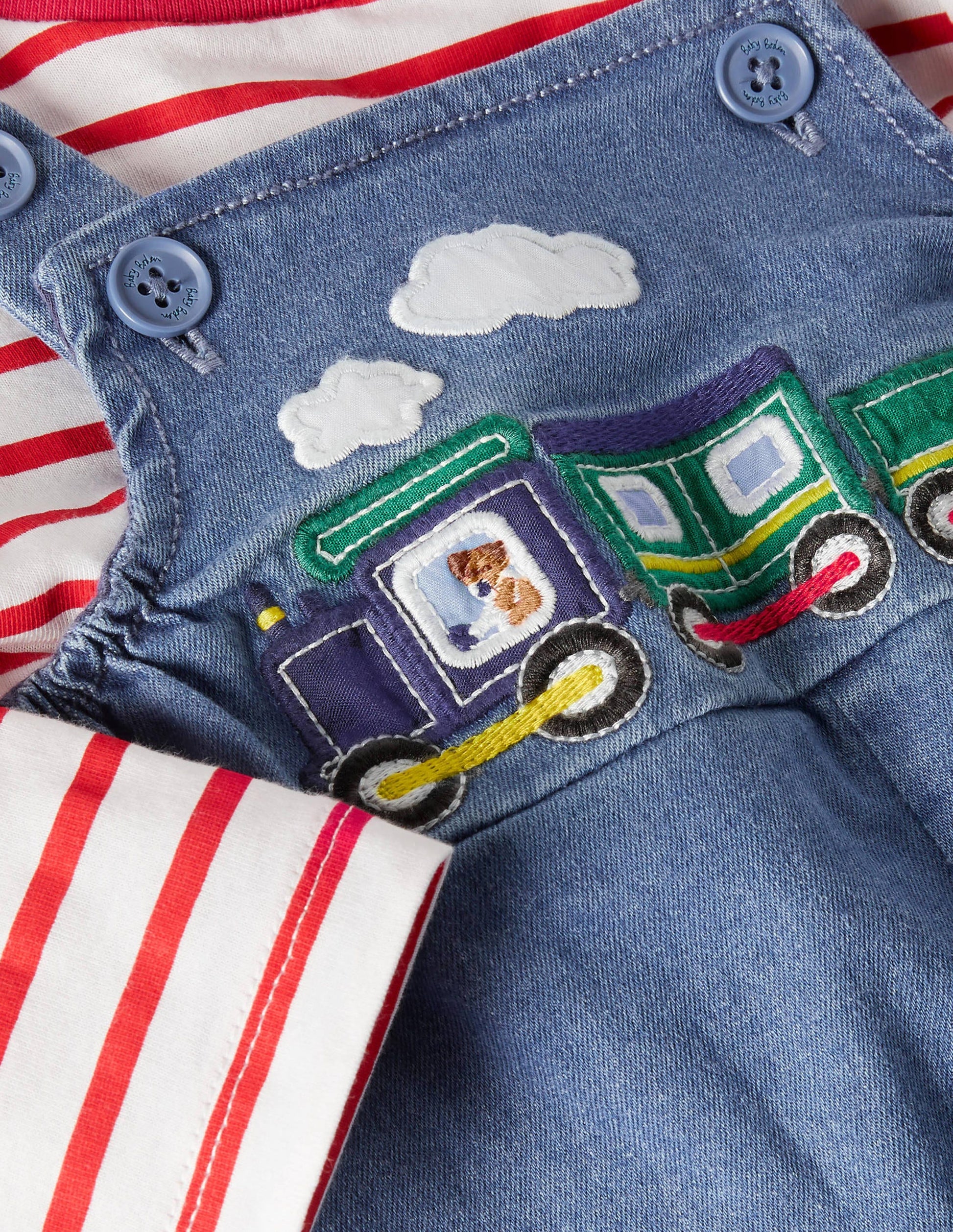 Ensemble avec salopette fun-Trains denim chambray-3